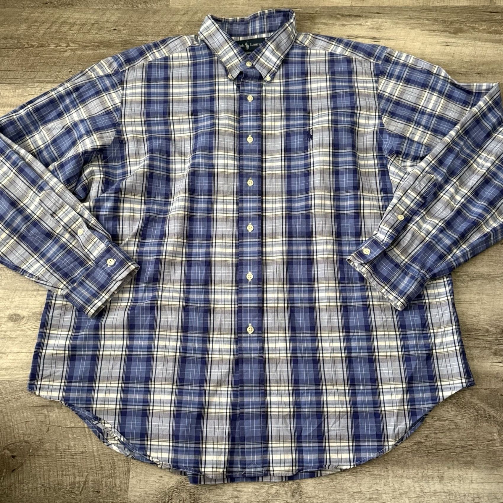 Ralph Lauren Ralph Lauren Shirt Mens XXL Long Sleeve Blue Plaid 100% Cotton Classic Fit Button-Up Shirt Size US XXL / EU 58 / 5 - 3 Thumbnail