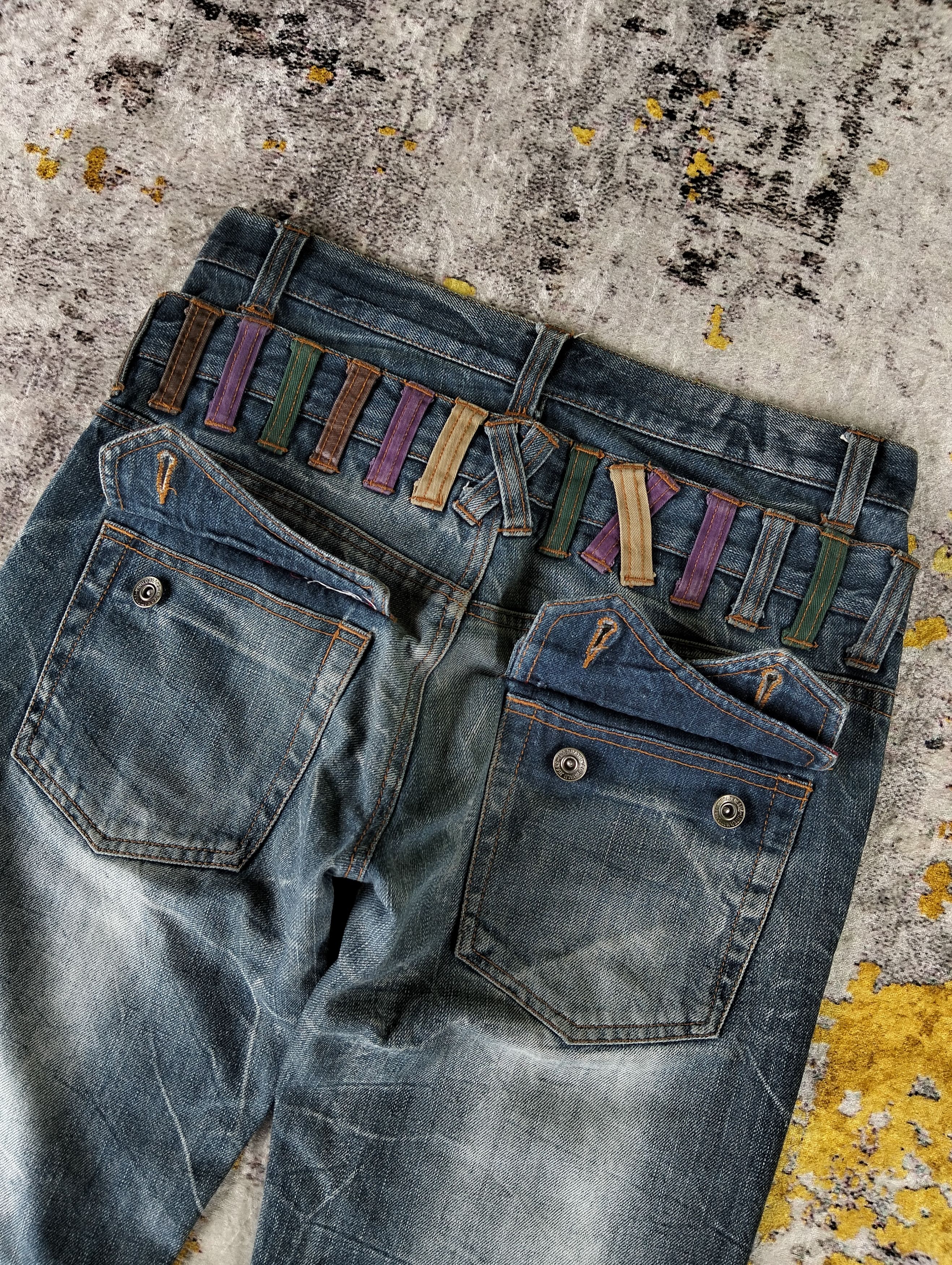 PPFM Japanese Y2K Nylaus Double Waist Claw Mark Stone Wash Jeans Size US 30 / EU 46 - 7 Thumbnail