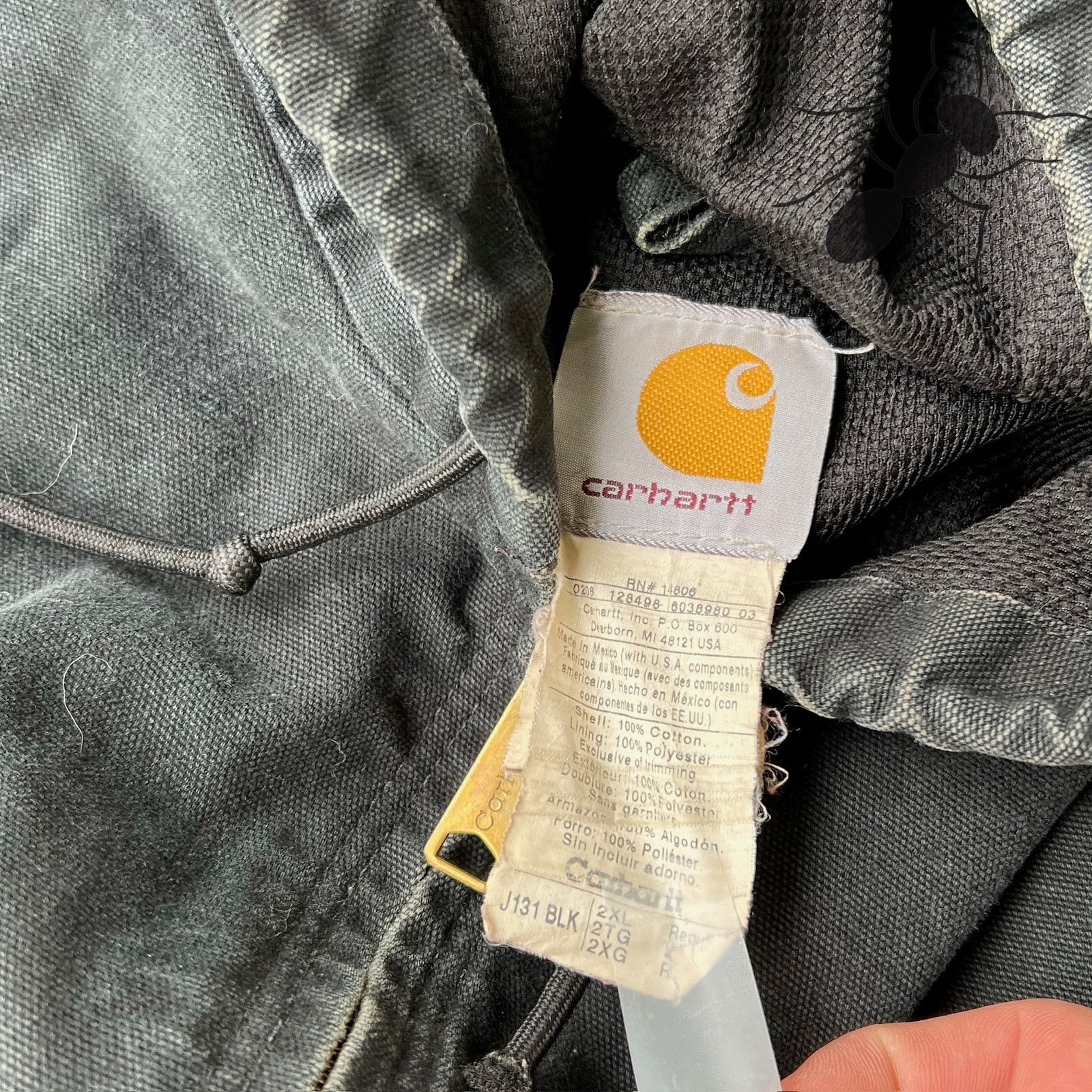 Carhartt × Vintage Carhartt J131 BLK faded black hooded work wear jacket Size US XXL / EU 58 / 5 - 7 Thumbnail