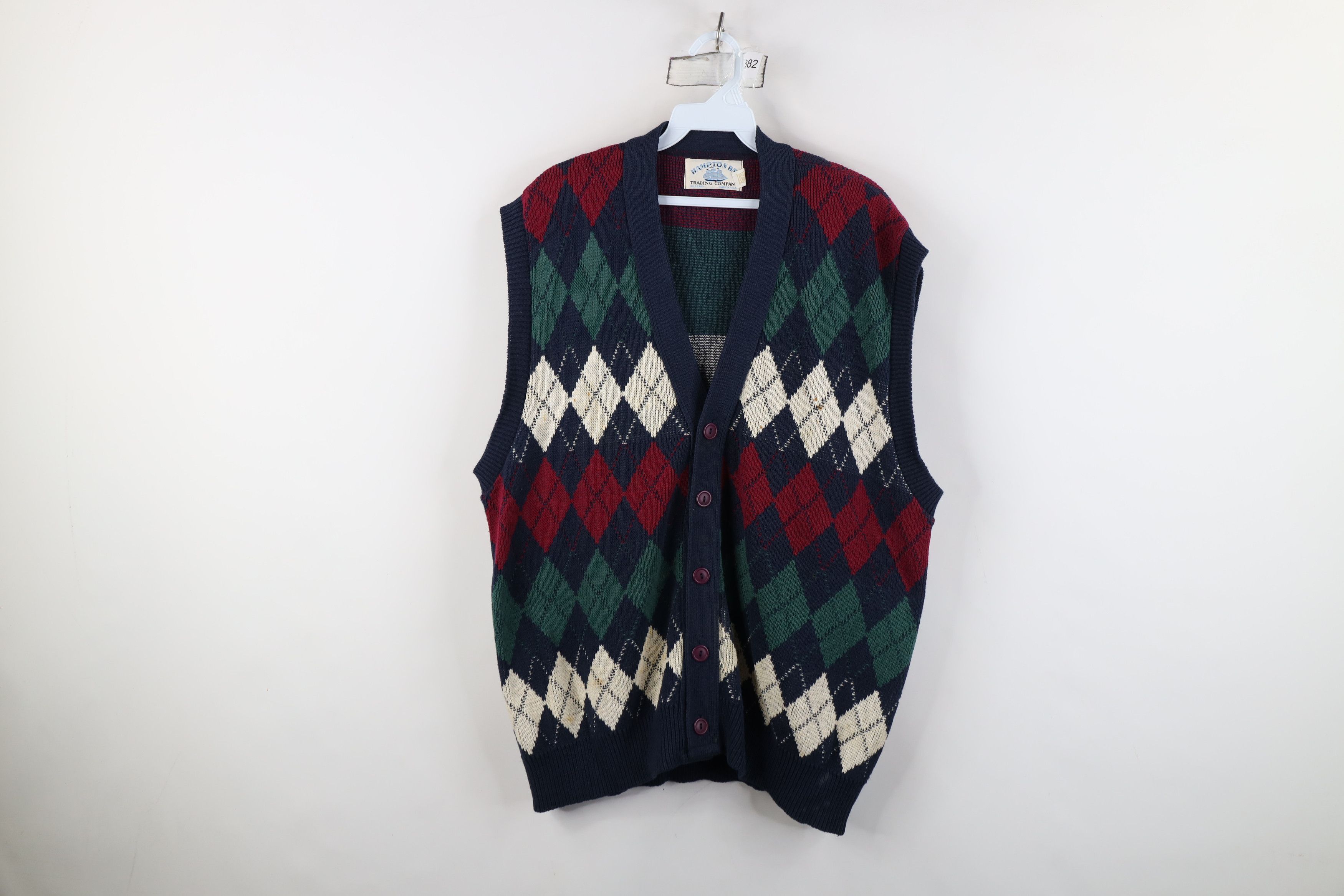 Vintage Vintage 90s Streetwear Argyle Diamond Knit Sweater Vest USA Size US L / EU 52-54 / 3 - 1 Thumbnail