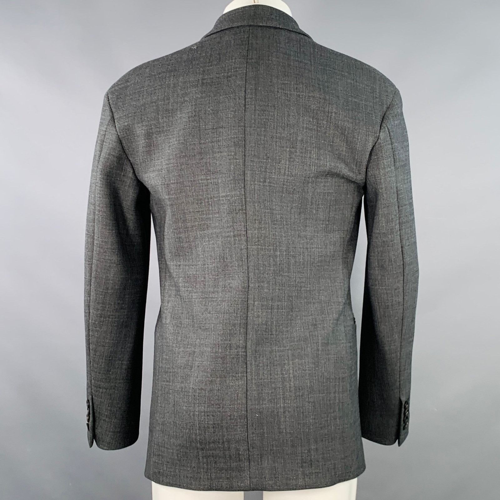 Dirk Bikkembergs Size 36 Grey Black Polyester Wool Peak Lapel Sport Coat Size 36R - 4 Thumbnail