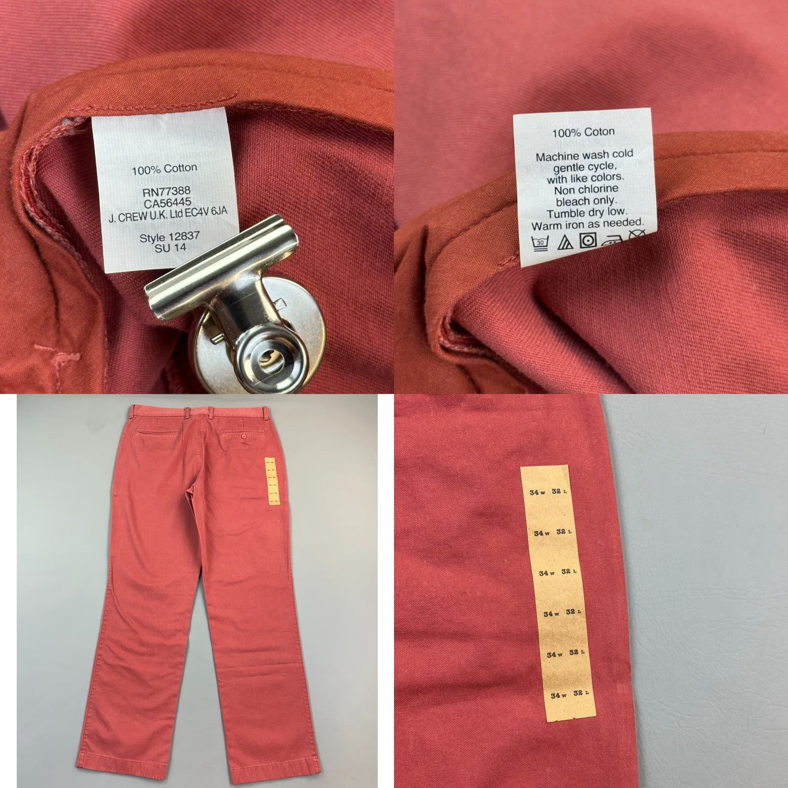 J.Crew VINTAGE J.CREW Pants Mens 34x32 Old Red Bleecker Athletic Fit Casual NWT Size US 34 / EU 50 - 8 Thumbnail