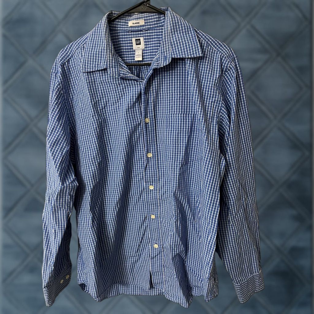 Gap Gap Button-Up Shirt Men L Blue 100% Classic Cotton Fit Long Sleeve Button Down Collar Vintage No Size US L / EU 52-54 / 3 - 1 Thumbnail