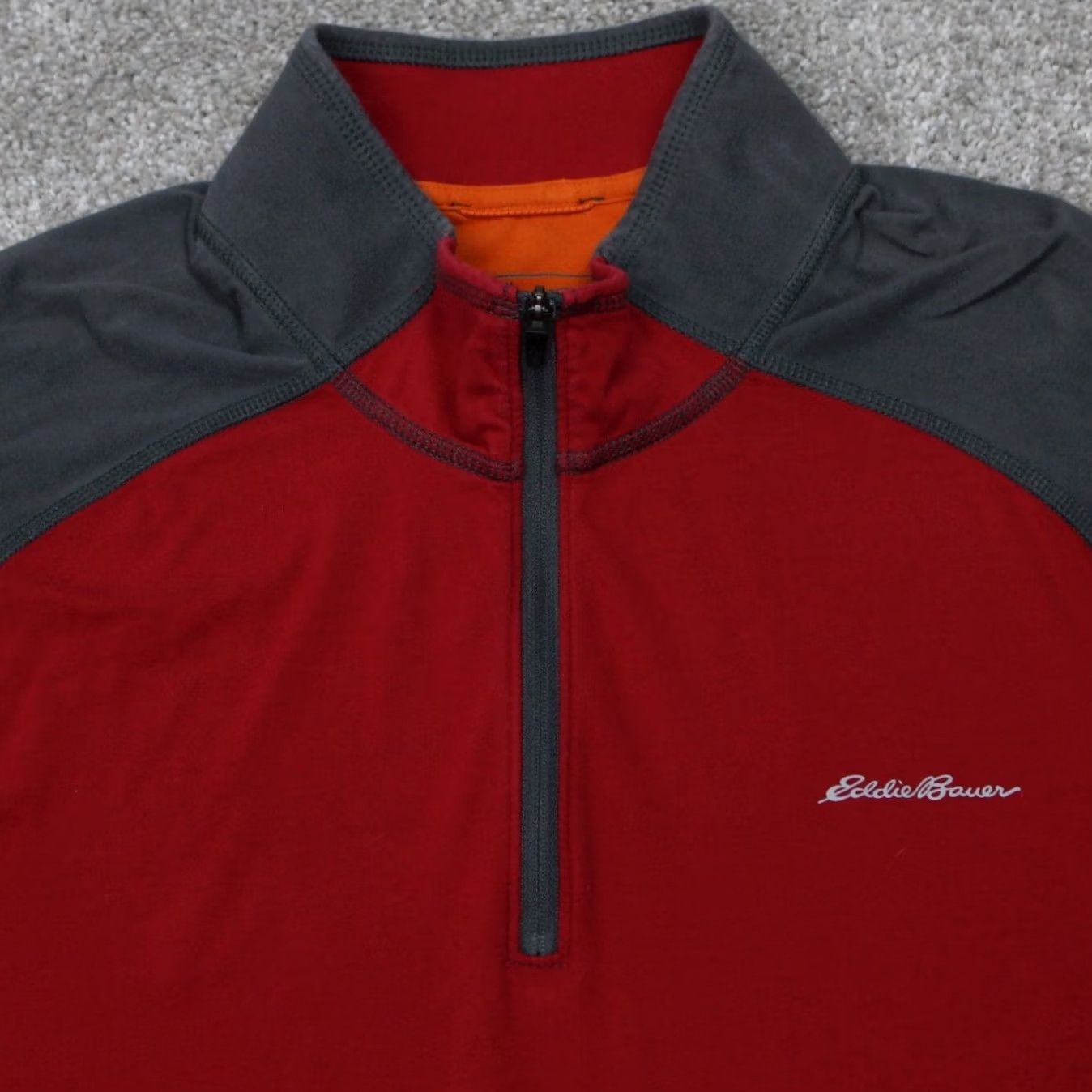 Eddie Bauer Eddie Bauer Sweatshirt Mens XL 1/4 Zip Red/Gray Fleece Pullover Long Sleeve Mock Neck 95% Cotton 5% Spandex Size US XL / EU 56 / 4 - 4 Thumbnail