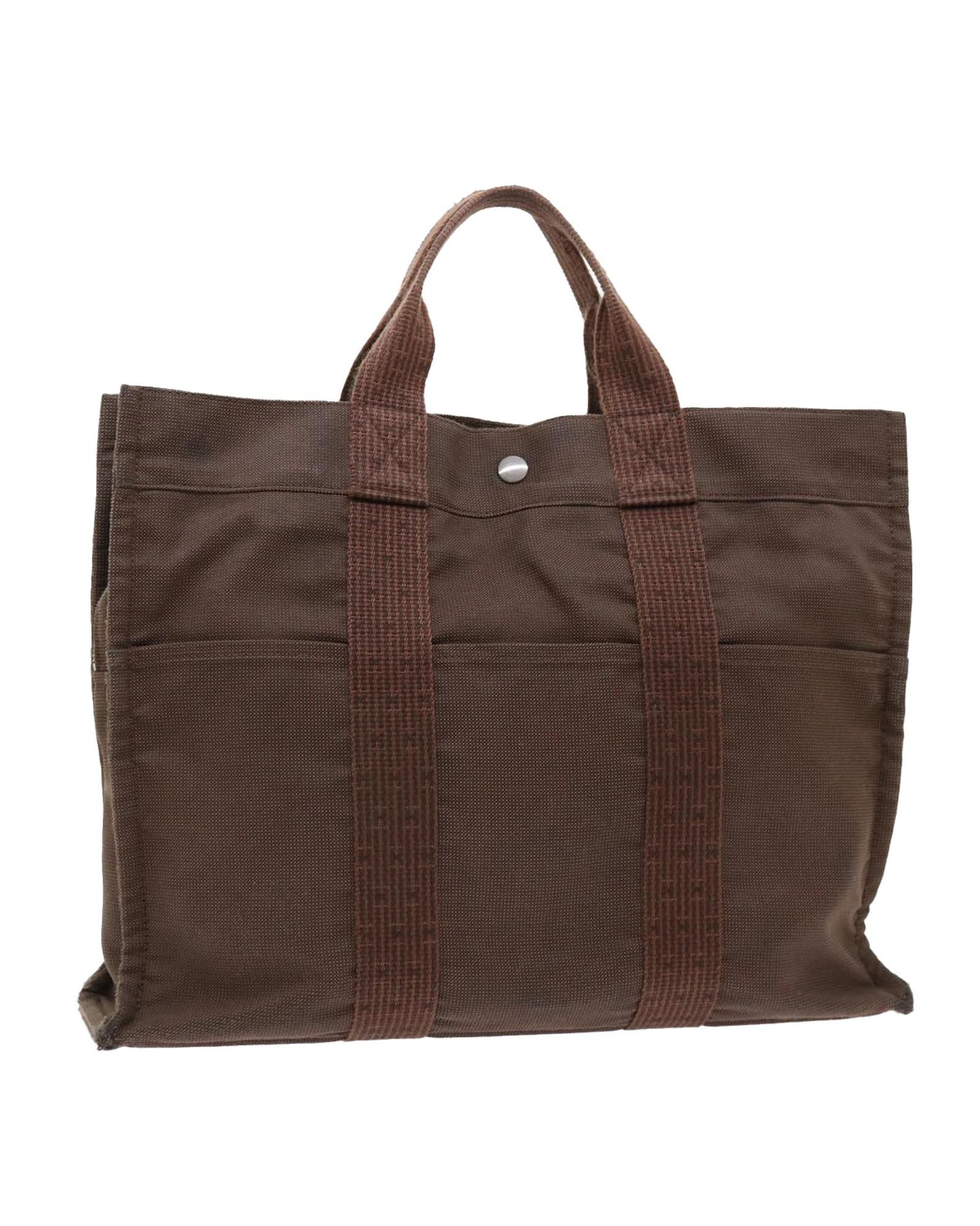 image of Hermes Canvas Brown Hand Bag With Padlock, Women's