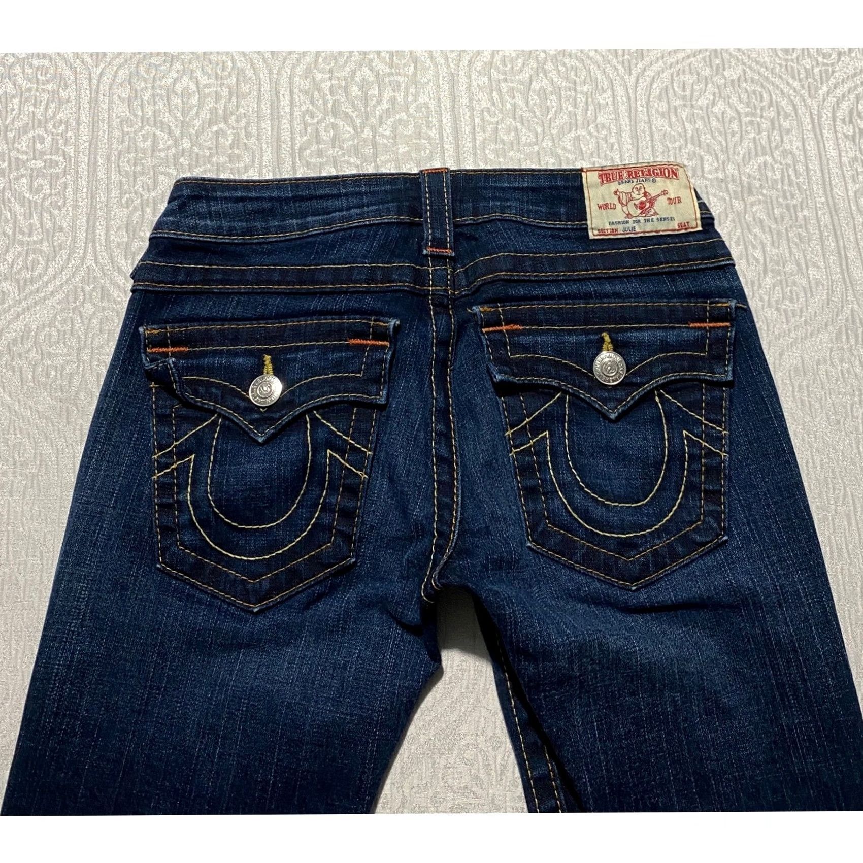 True Religion VINTAGE True Religion Julie Skinny Jeans 27 Dark Wash Contrast Stitch Made in USA 10-599 Womens Jeans Size 27" / US 4 / IT 40 - 2 Thumbnail
