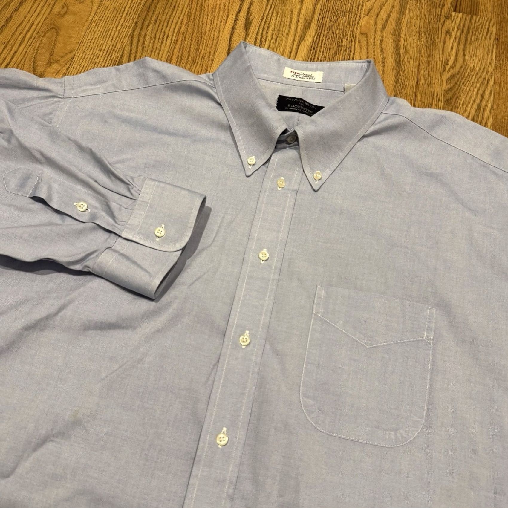 Vintage Gitman Bros. Oxford Button Down Shirt Vintage Mens Blue USA Striped Long Sleeve Size US XXL / EU 58 / 5 - 7 Thumbnail