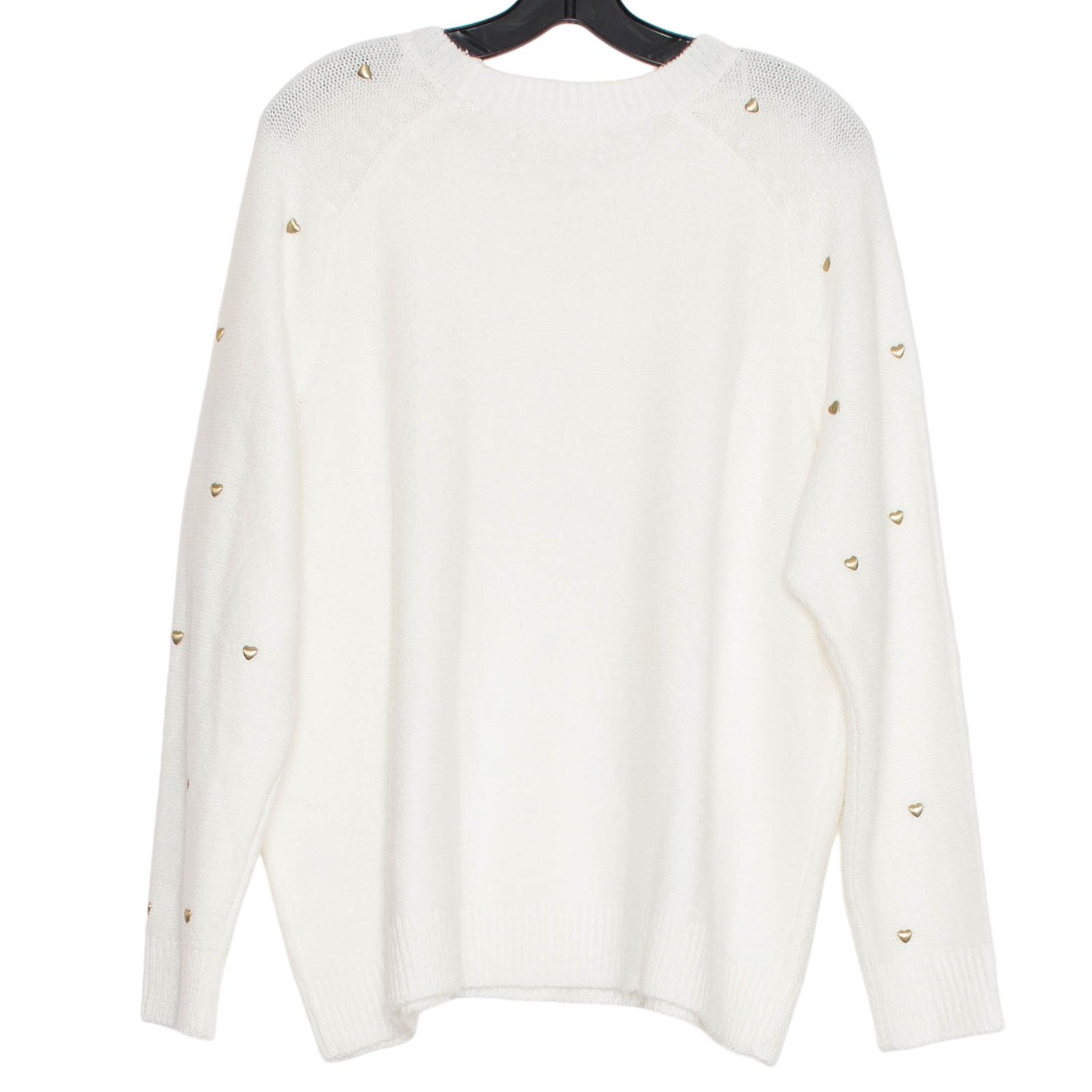 Lucky Brand NEW Lucky Brand Sweater Heart Stud Crewneck White Plus 1X Size XXL / US 16-18 / IT 52-54 - 3 Thumbnail