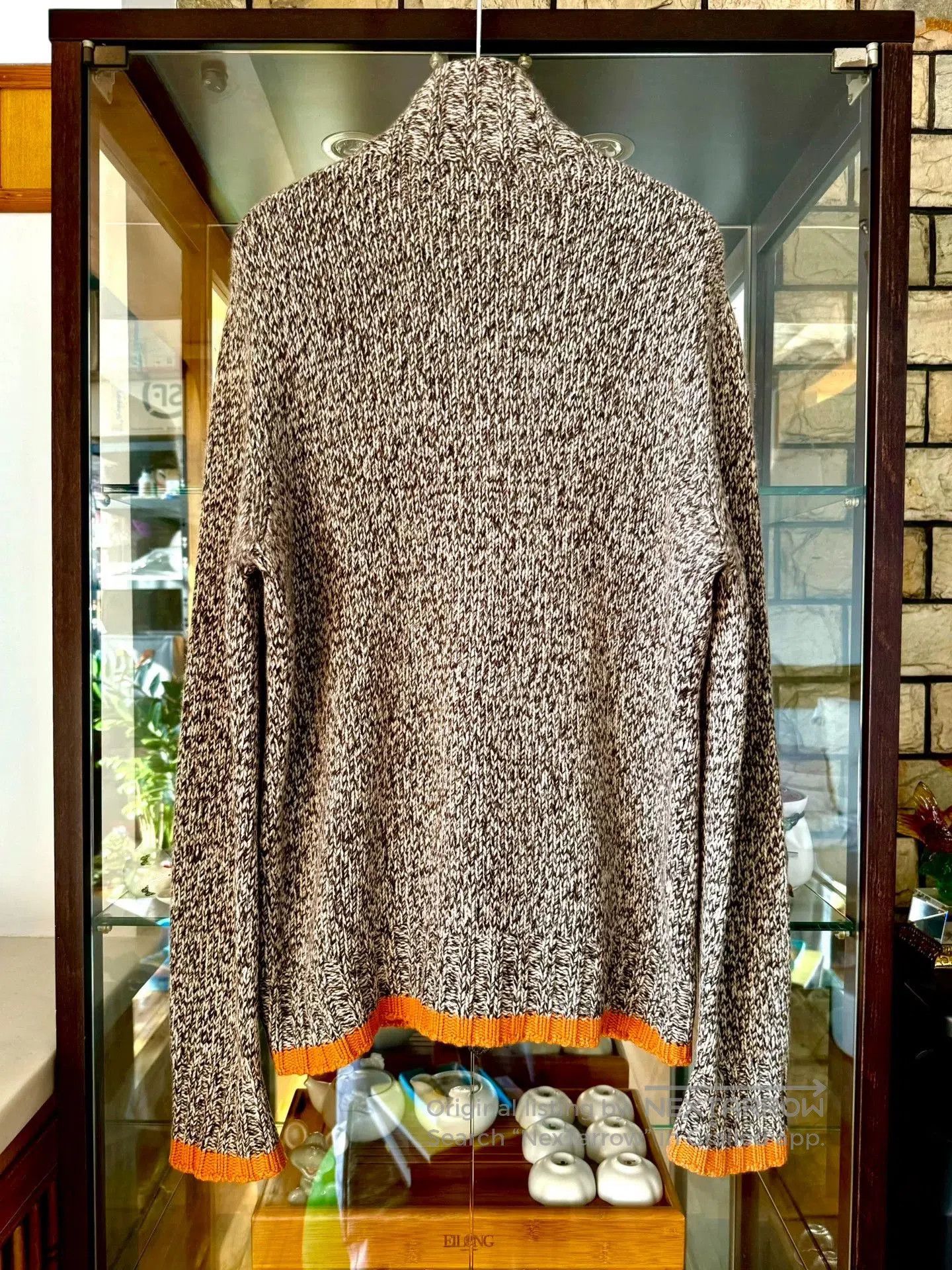 Hermes hermes gray orange cashmere high-neck sweater. Size US M / EU 48-50 / 2 - 4 Thumbnail