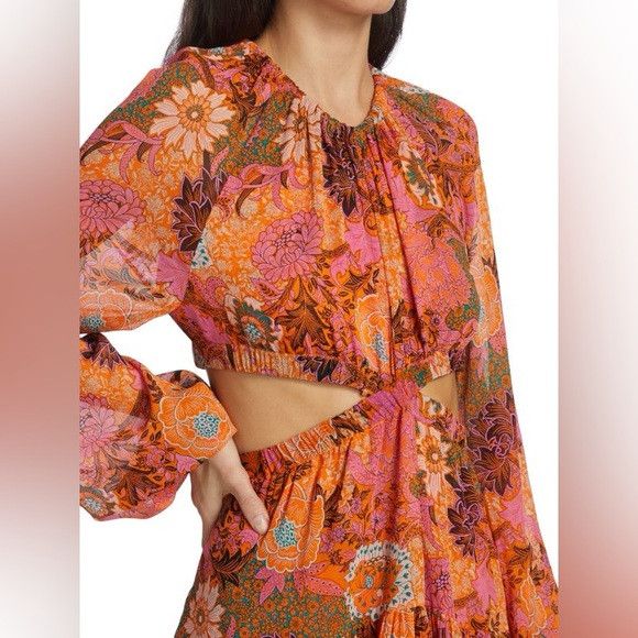 A.L.C. A.L.C. Izzy Fit-&-Flare Silk Mini floral print cut out Dress Size L / US 10 / IT 46 - 3 Thumbnail