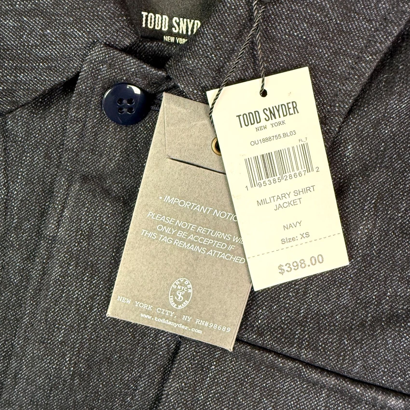 Todd Snyder Todd Snyder Jacket Mens XS Navy Blue Military Shirt Pockets NEW MSRP 98 Size US XS / EU 42 / 0 - 3 Thumbnail