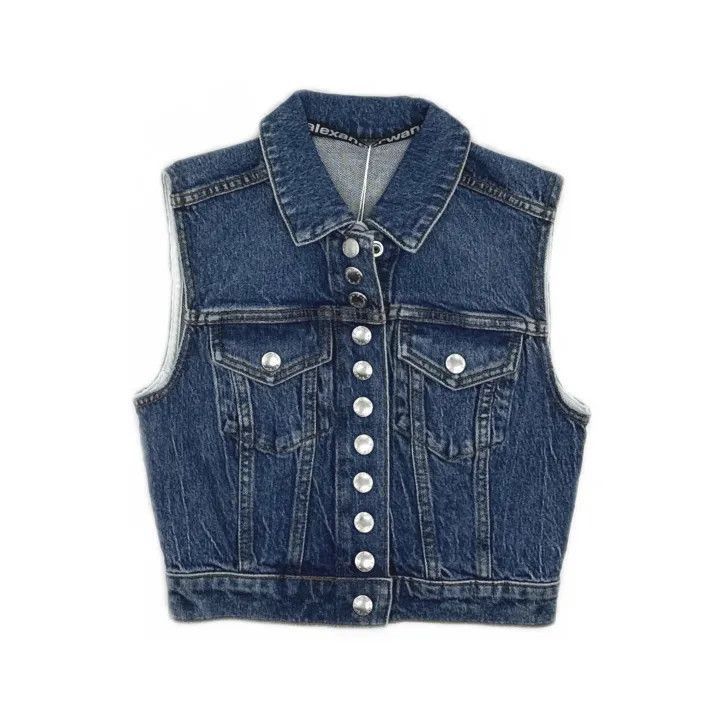 Alexander Wang Alexander Wang Denim Crop Button-Up Vest - Size XXS / US 00 / IT 34 - 2 Thumbnail