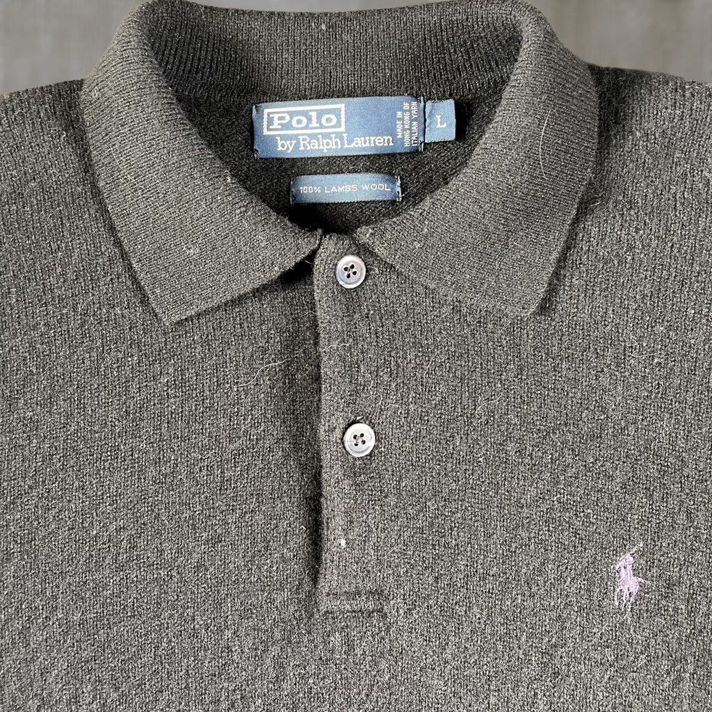 Polo Ralph Lauren VINTAGE Polo Ralph Lauren Sweater Mens Large Black Wool Long Sleeve Pullover Collared Size US L / EU 52-54 / 3 - 1 Thumbnail