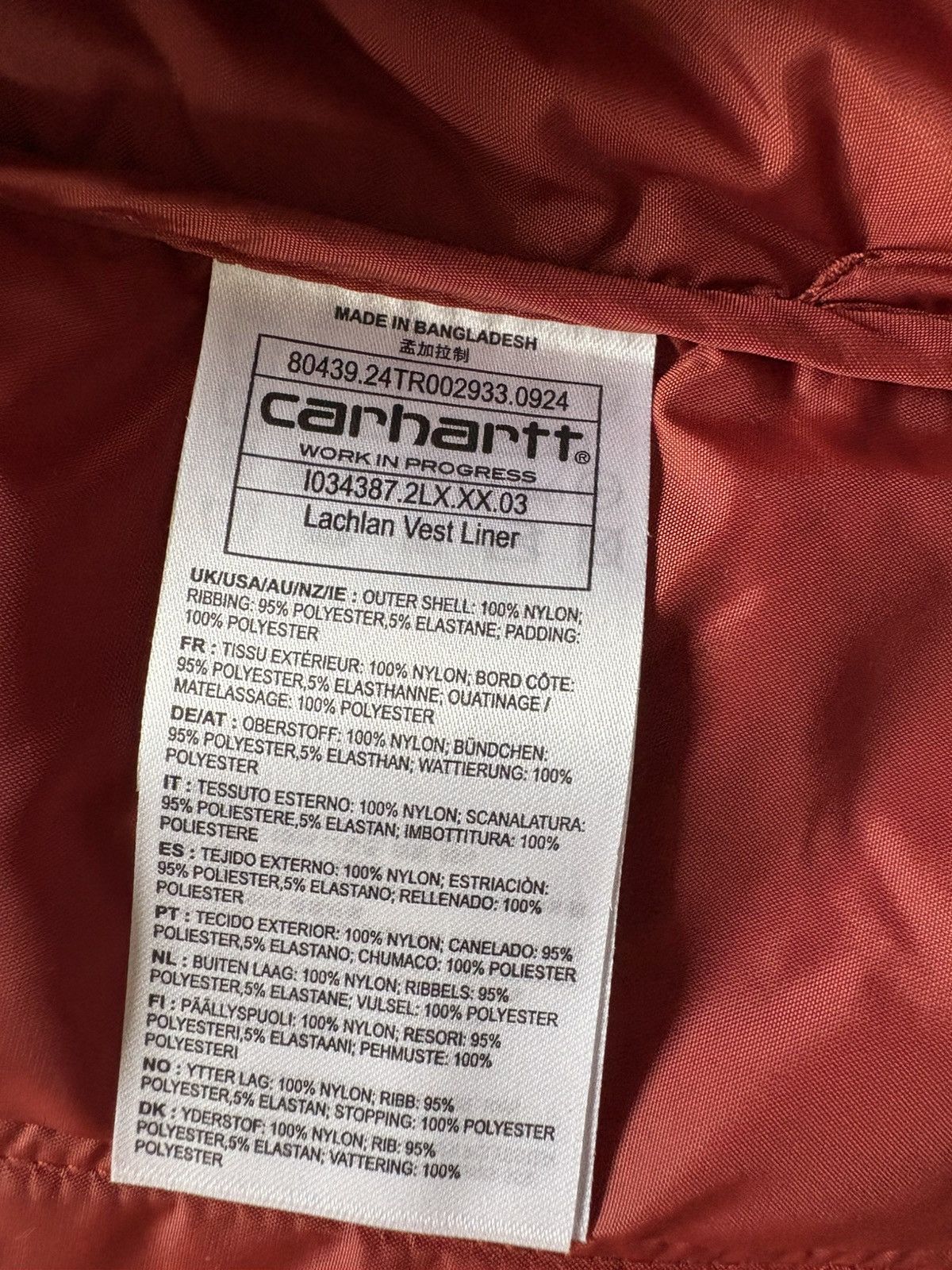 Carhartt Wip Carhartt WIP Lachlan Vest Liner – Vermillion / Size XS Size US XS / EU 42 / 0 - 5 Thumbnail