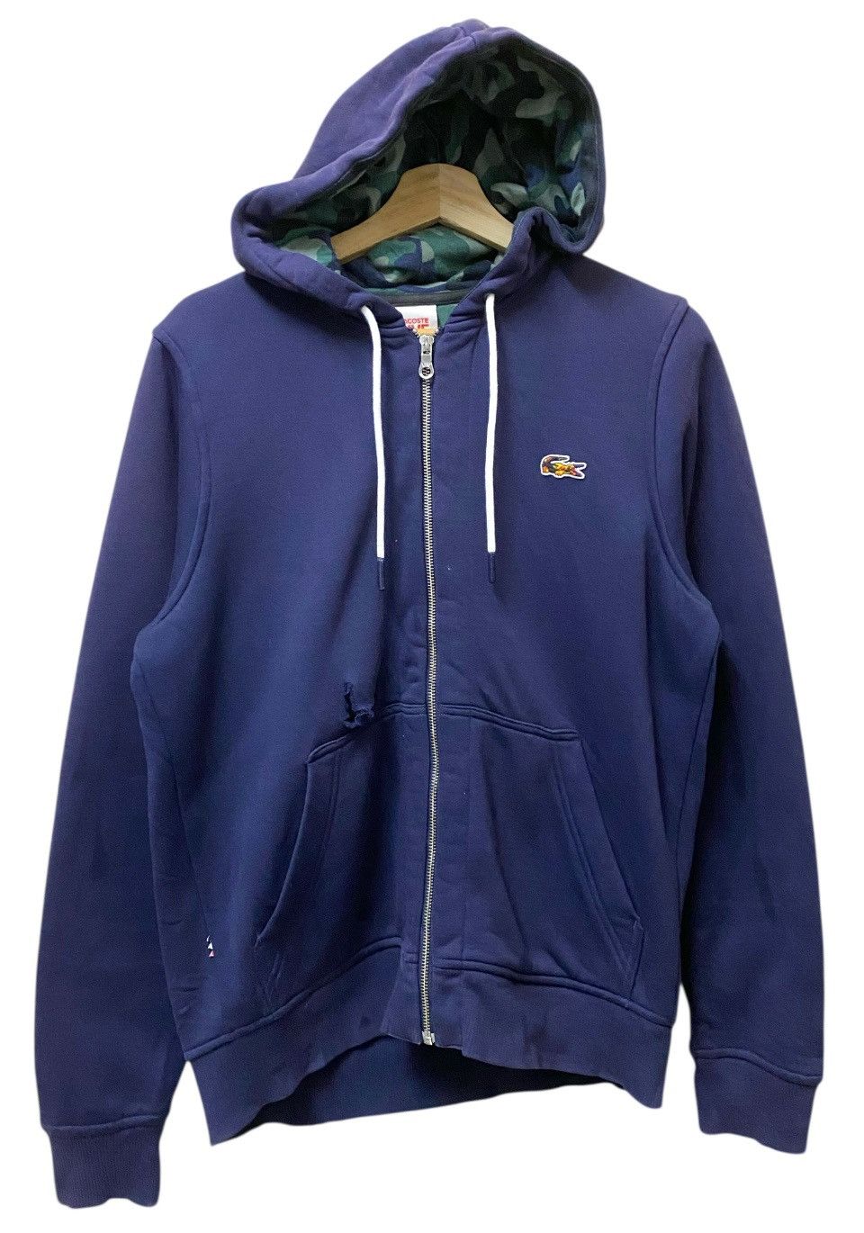 Lacoste Hoodie Zipper Small Logo Blue Black Colour