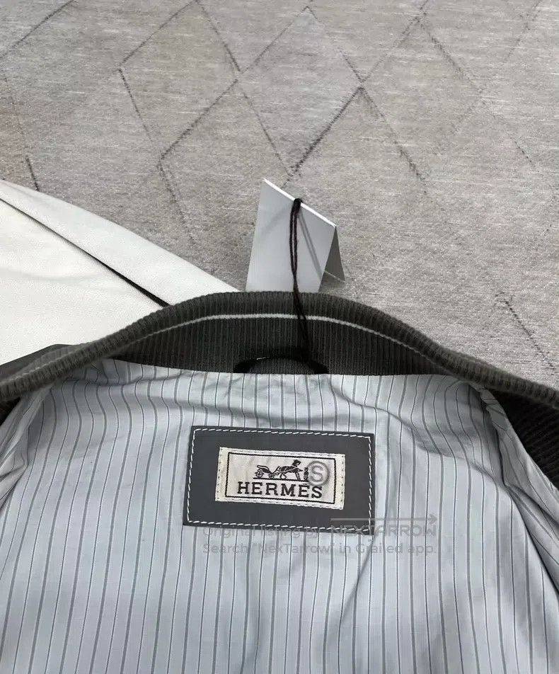 Hermes Hermes Elephant Grey Lamb Leather Baseball Jacket Size US S / EU 44-46 / 1 - 5 Thumbnail