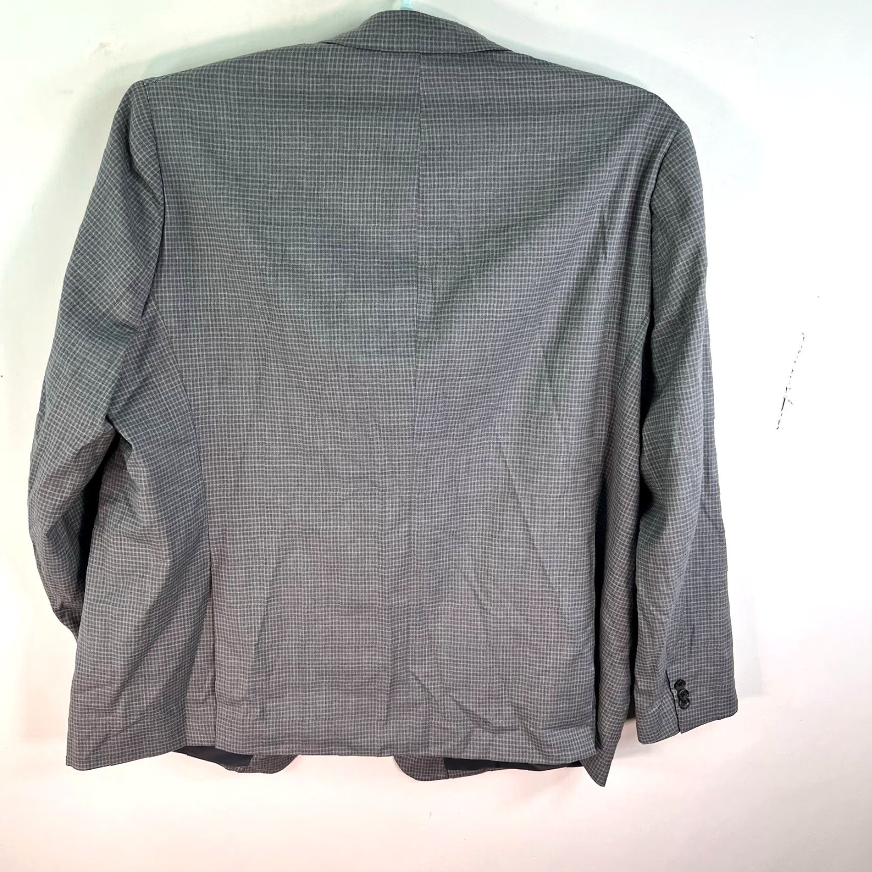 Bonobos VINTAGE Bonobos Italian Wool Check Blazer Sport Coat Men Size 54 Gray Business Casual 2-Piece Size 54R - 7 Thumbnail