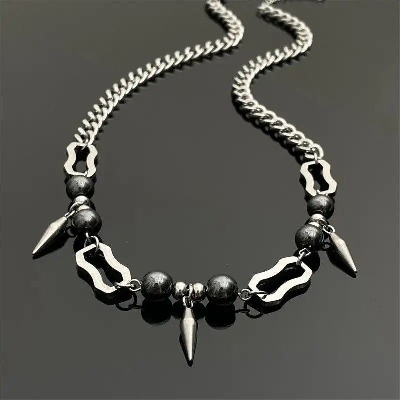 Jewelry × Vintage Titanium Steel Rivets Cuban Chain Stitching Necklace Size ONE SIZE - 1 Thumbnail