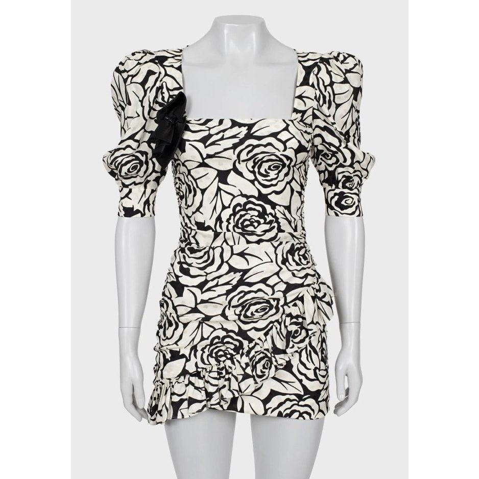 Alessandra Rich Alessandra Rich Silk Floral Mini Dress - IT38 / XS Size XS / US 0-2 / IT 36-38 - 1 Thumbnail