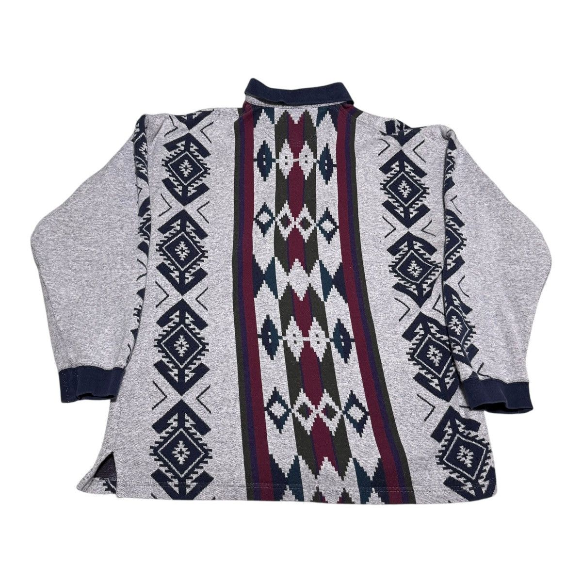 Gant × Vintage Vintage 90s Gant Aztec Printed Collared Sweatshirt Adult L Size US L / EU 52-54 / 3 - 4 Thumbnail