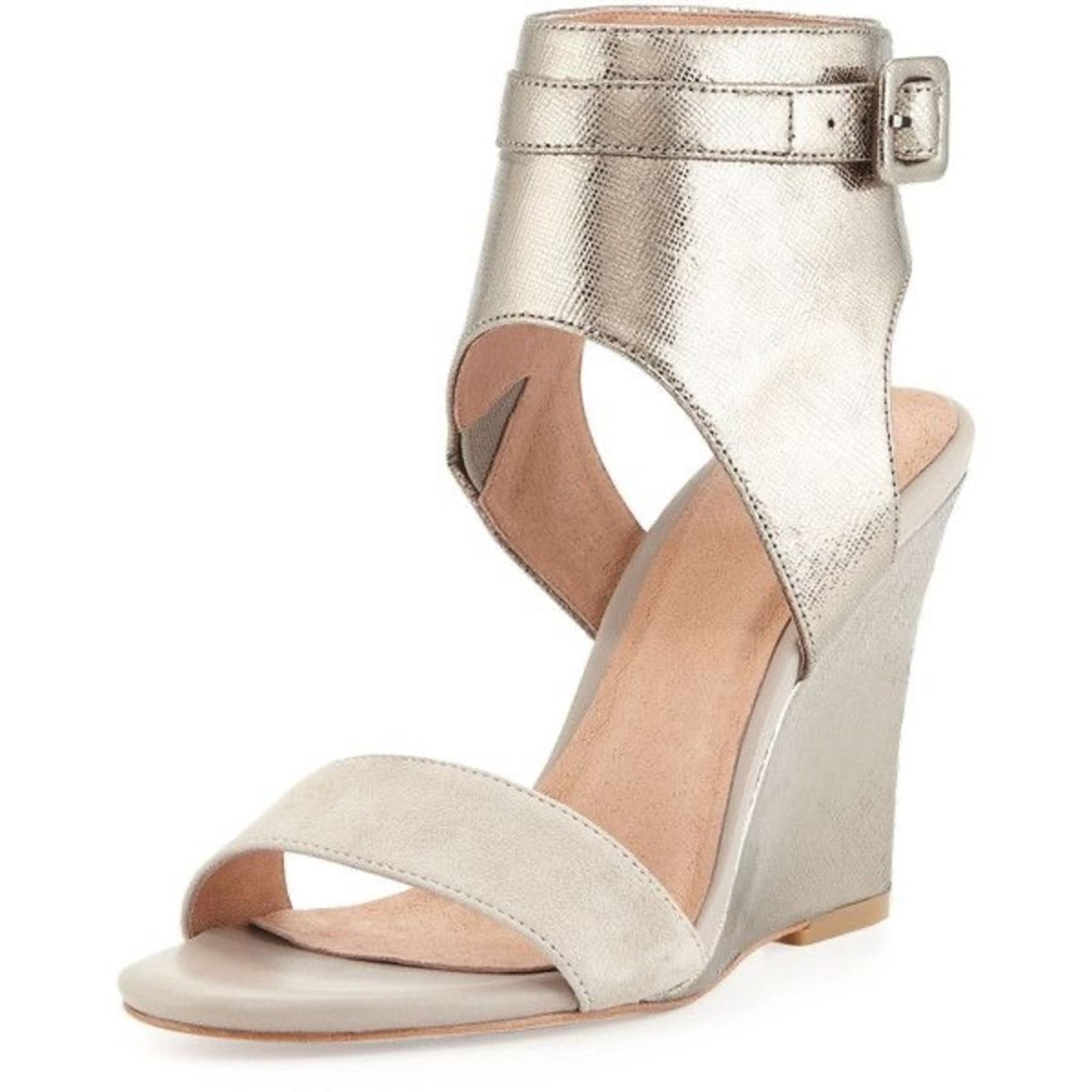 Joie Joie Waylen Ankle Leather Buckle Strap Wedge Metalic SZ.39 Size US 9 / IT 39 - 1 Thumbnail