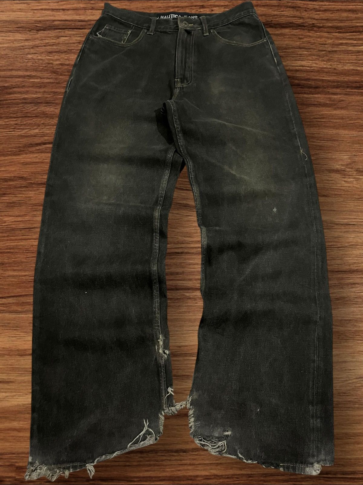 Le Grande Bleu (L.G.B.) × Nautica ⚡️Baggy⚡️Sick Nautica Grunge Style Distressed Frayed Leg Jeans Size US 32 / EU 48 - 2 Thumbnail
