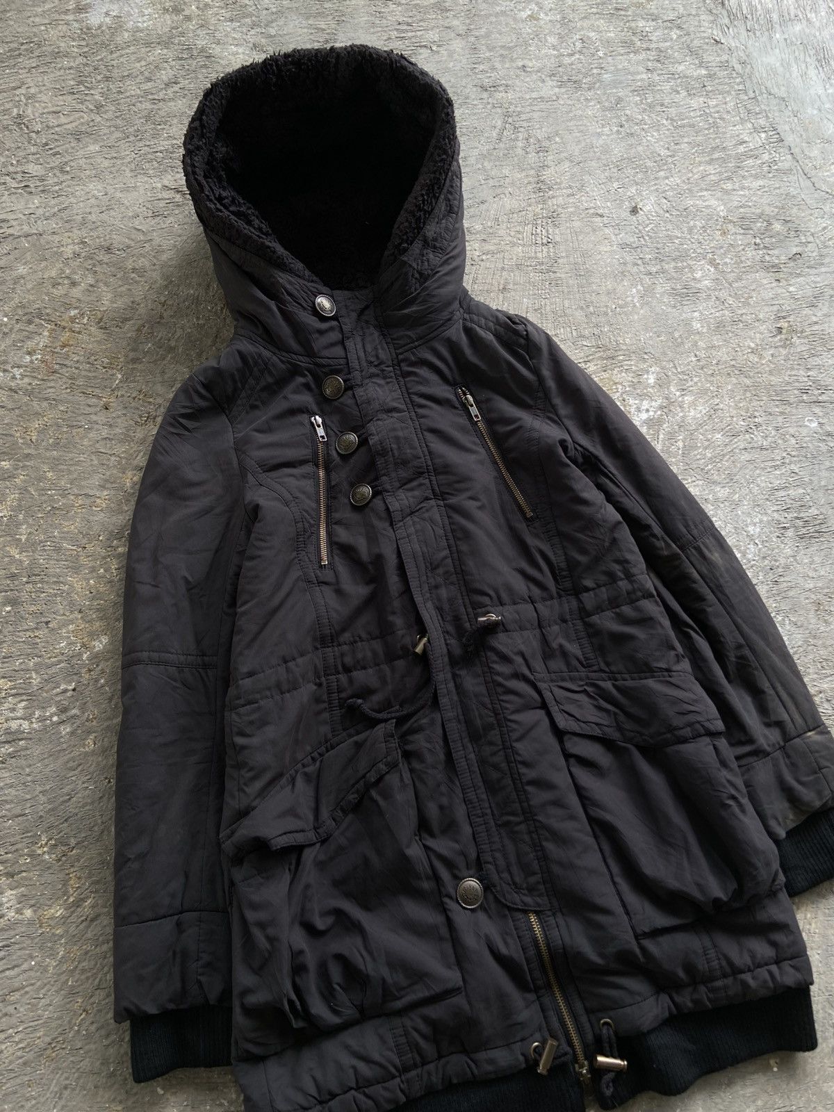20471120 2000s Black by Moussy - Vkei Style Layered Sherpa Jacket Size US M / EU 48-50 / 2 - 2 Thumbnail