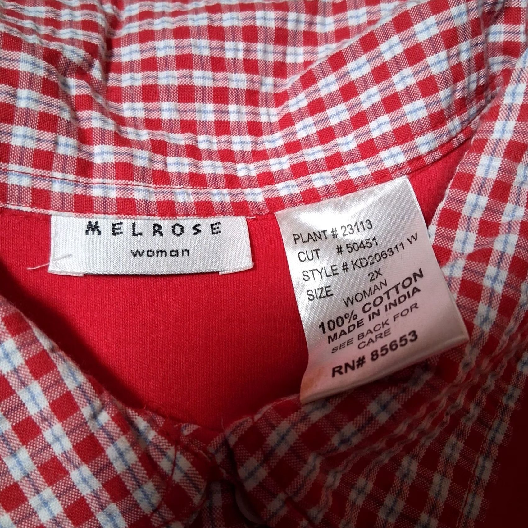 Vintage VINTAGE Melrose Woman Shirt Plus Size 2X Red Collared T Shirt Plaid Daisy Shirt Size XXL / US 16-18 / IT 52-54 - 4 Thumbnail