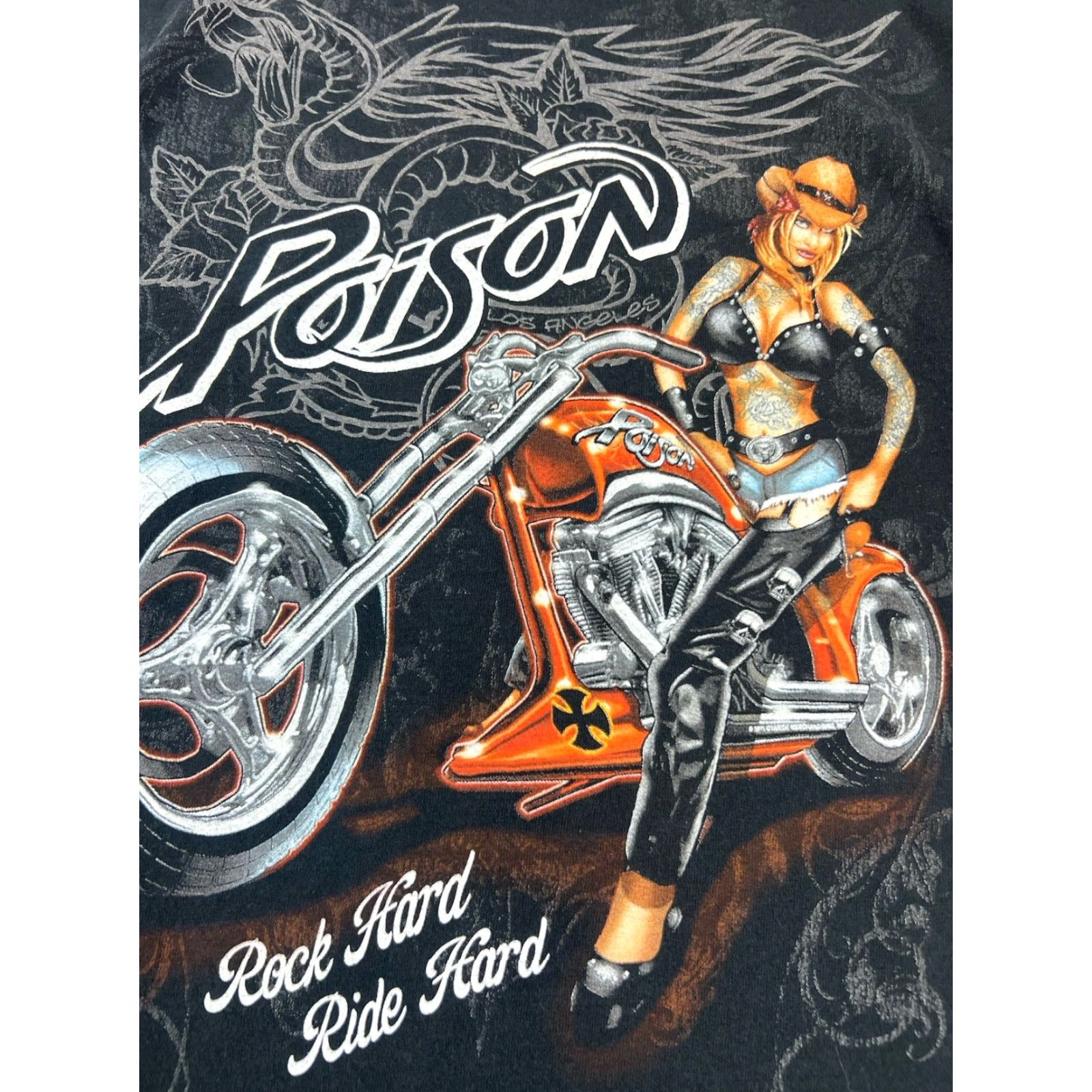 Vintage VINTAGE Poison Rock Band Black Skull Ride The Wind Motorcycle T Shirt Small Size US S / EU 44-46 / 1 - 7 Thumbnail