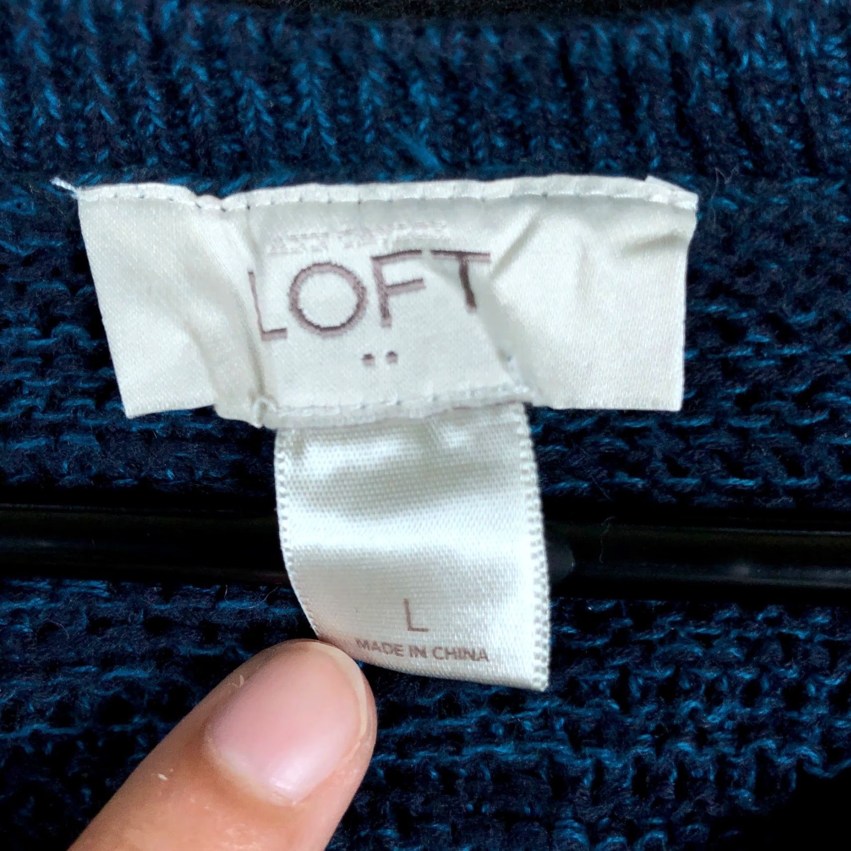 Loft LOFT Ann Taylor Womens Sweater Navy Blue Crew Long Sleeve 100% Cotton Large Size L / US 10 / IT 46 - 6 Thumbnail
