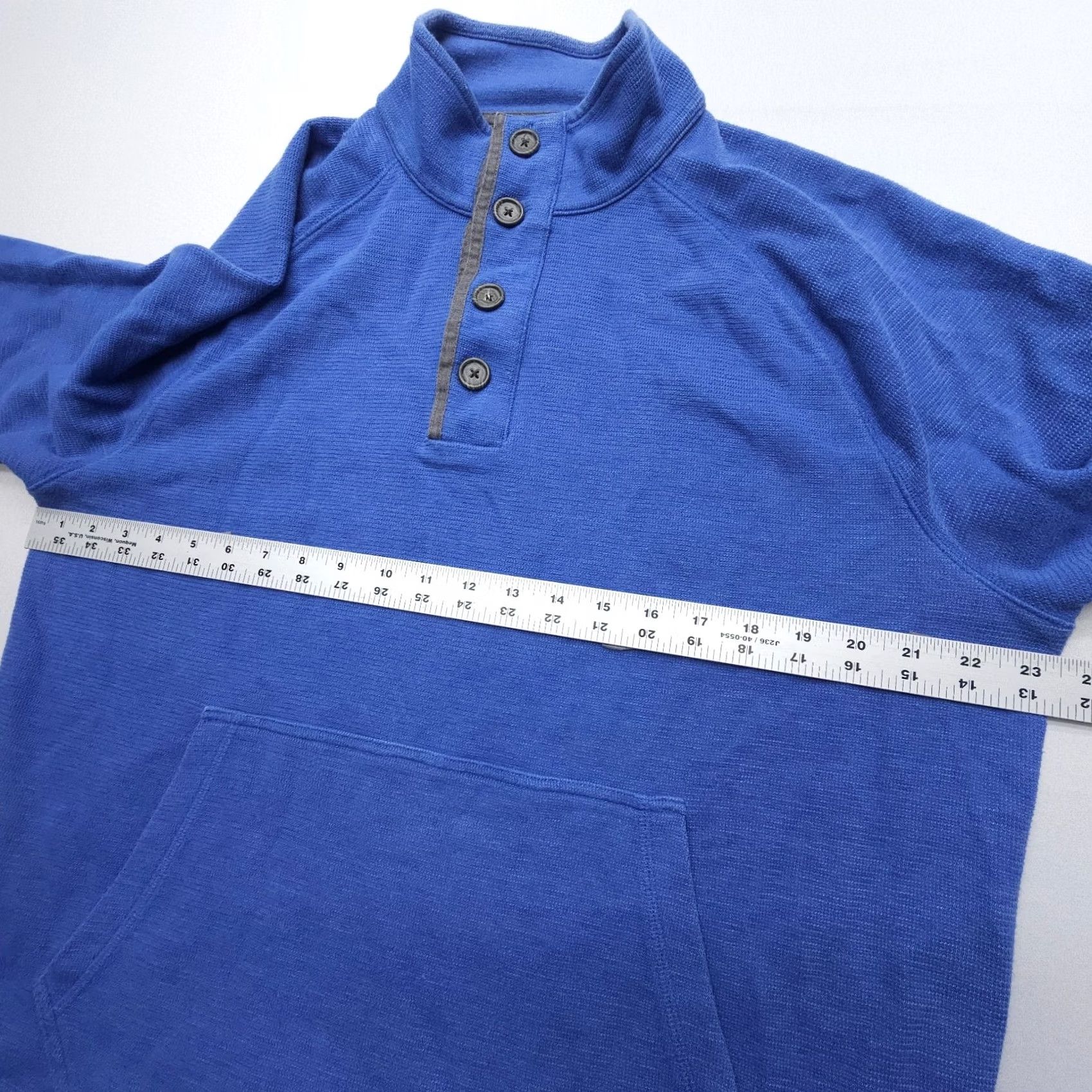 Banana Republic Banana Republic Pullover Sweater Mens XL Blue Kangaroo Pocket Mock Neck Button Shirt? Size US XL / EU 56 / 4 - 7 Thumbnail