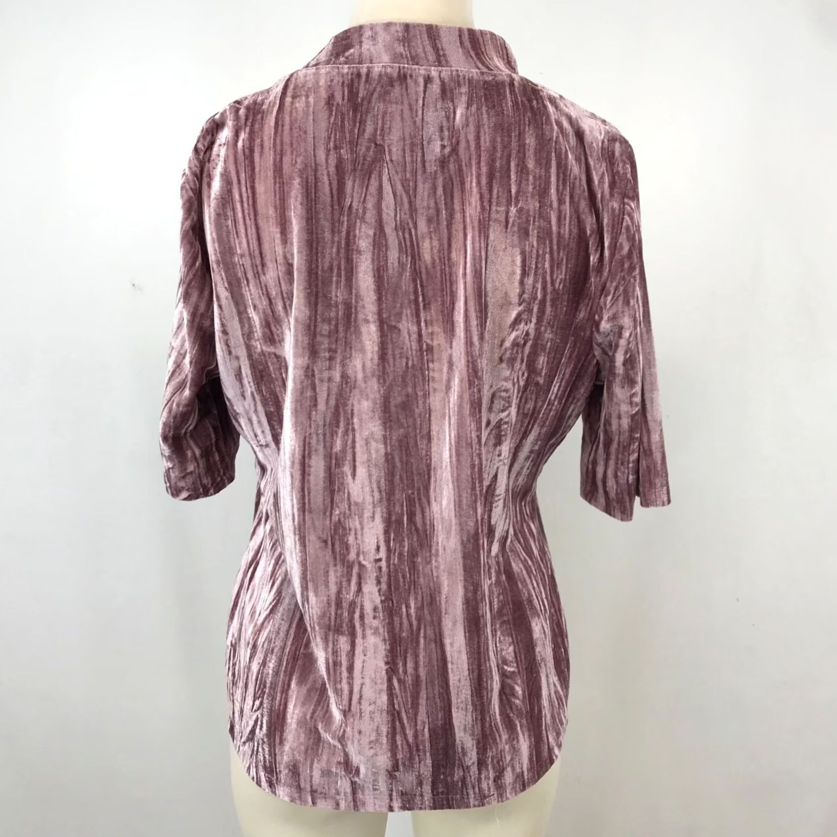 Vintage PILCRO Blouse Womens L Pink High Neck Elbow Length Sleeve Velour Top Size L / US 10 / IT 46 - 5 Thumbnail
