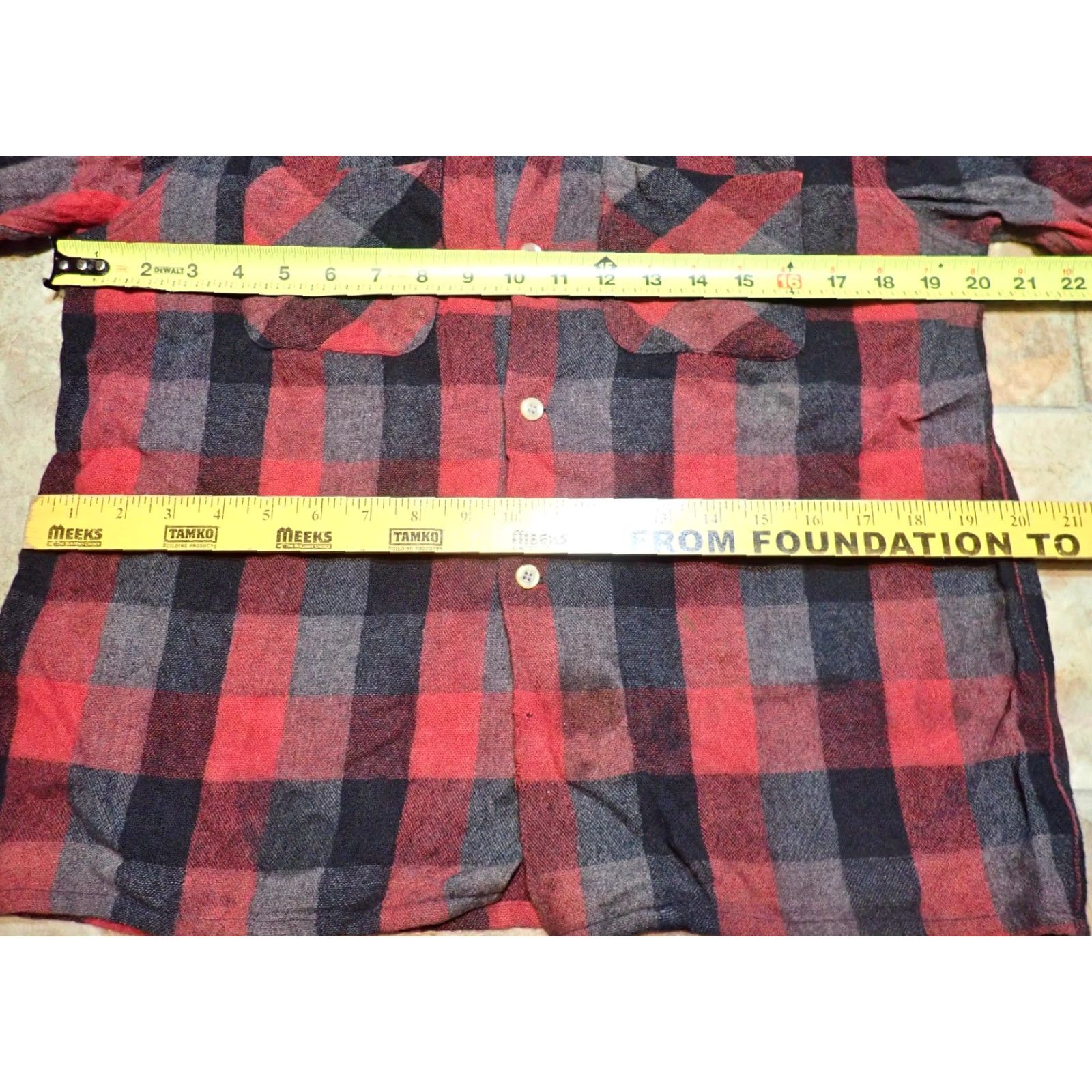 Vintage VINTAGE Maywoods Shirt M Men Wool Flannel Red Black Plaid 50s 60s Workwear Pockets Button-Up Wool or Wool blend Vintage 1950s 1960s Mens Size US M / EU 48-50 / 2 - 7 Thumbnail