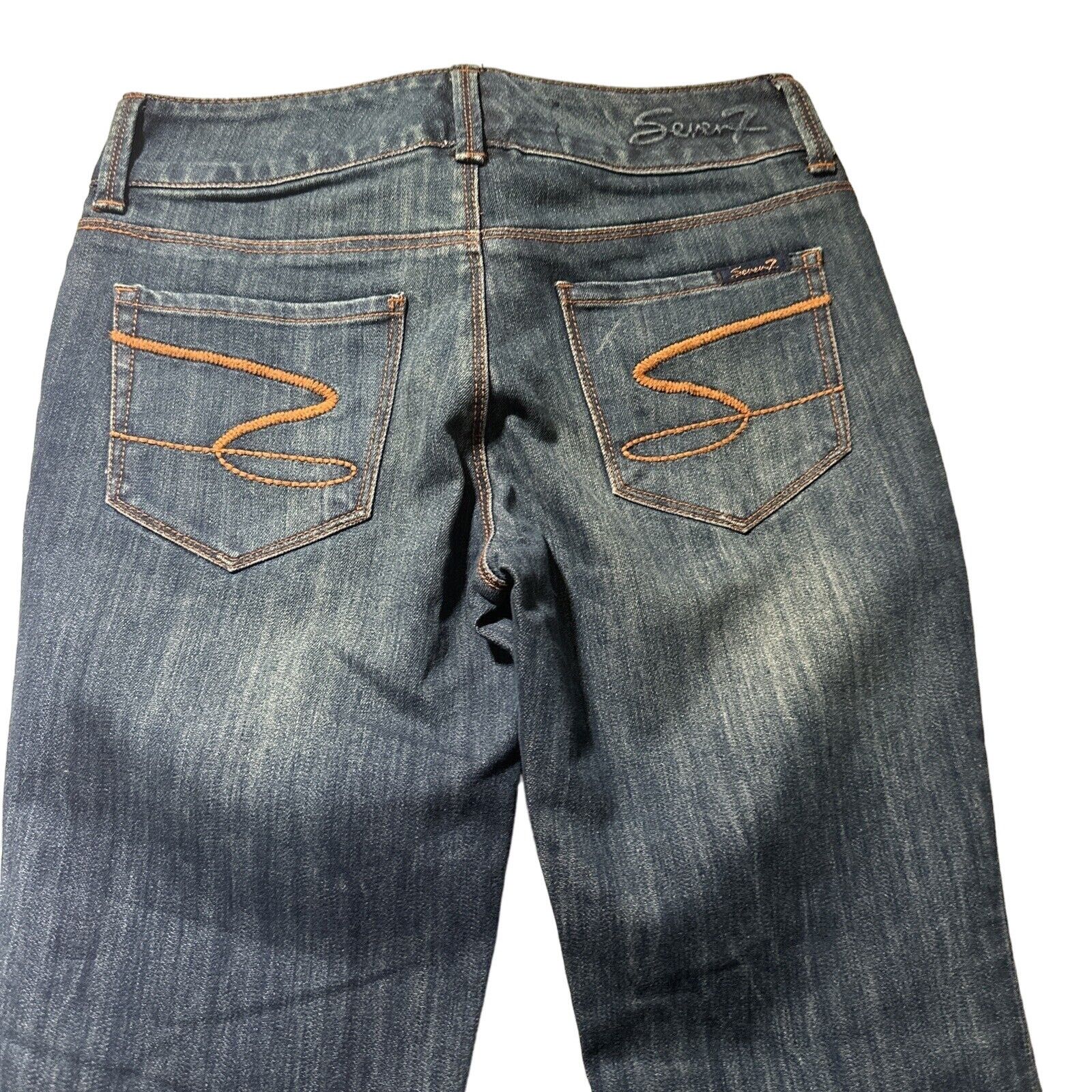 Seven 7 Seven7 Blue Jeans Sz 28 Bell Bottoms Boot Cut BOHODark Wash Size 28" / US 6 / IT 42 - 13 Thumbnail