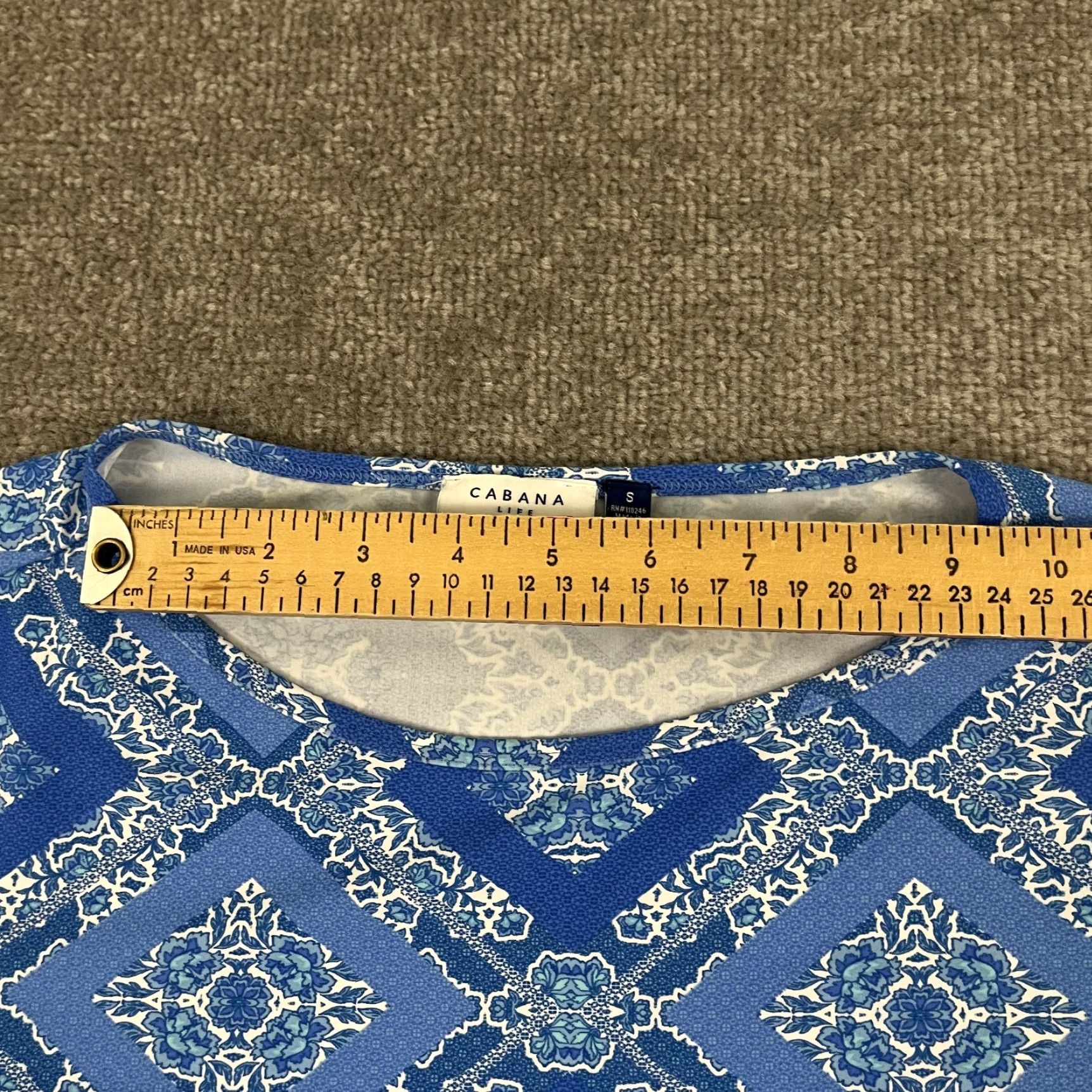 Vintage Cabana Life Mini Dress Women Small Blue Geometric 3/4 Sleeve Casual Pocket Stretch Size S / US 4 / IT 40 - 5 Thumbnail