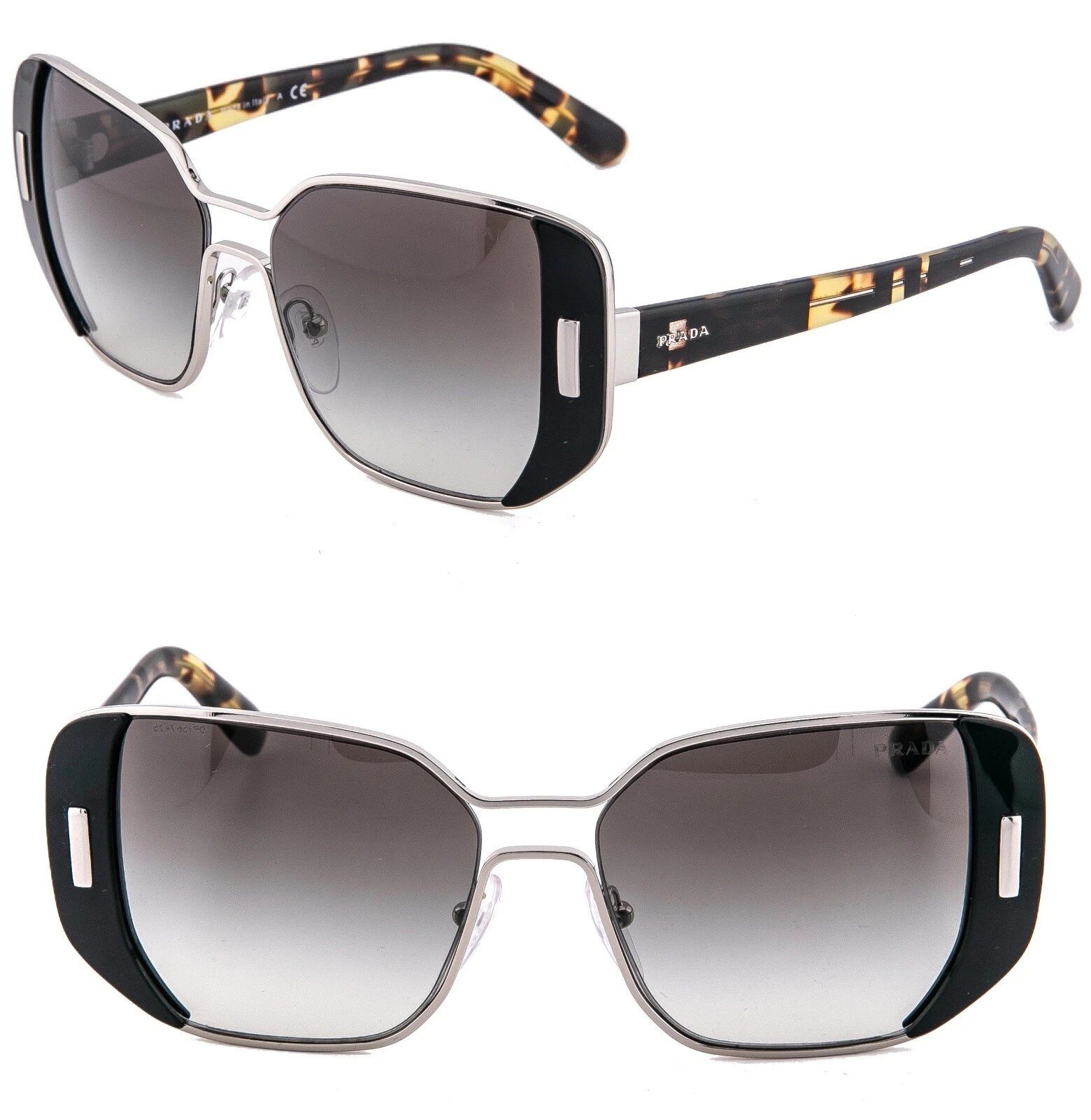 Prada PRADA PR59SS MOD 59S Geometric Black Silver Sunglasses Size ONE SIZE - 1 Thumbnail