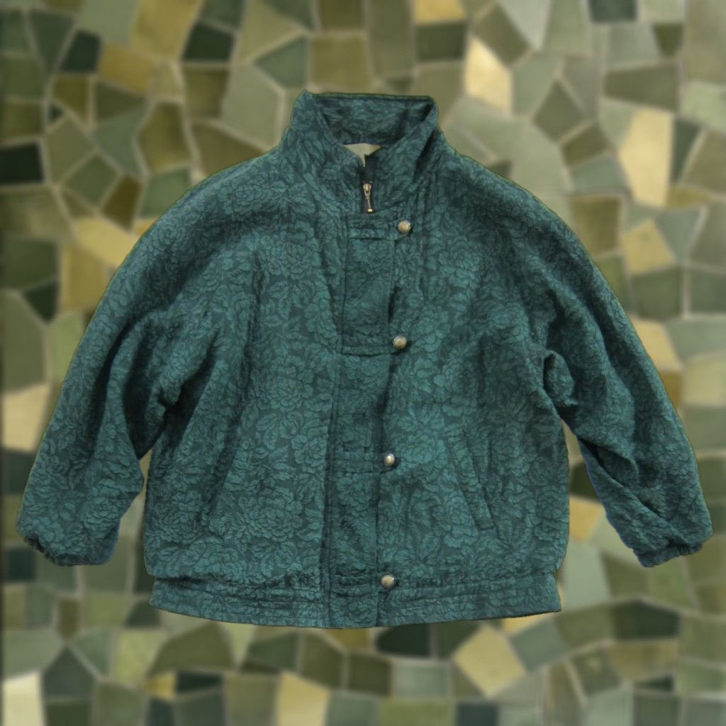 Greats VINTAGE Great Cavalier St Paul 100% Silk Green Mock Neck Jacket Women XL Size XL / US 12-14 / IT 48-50 - 1 Thumbnail
