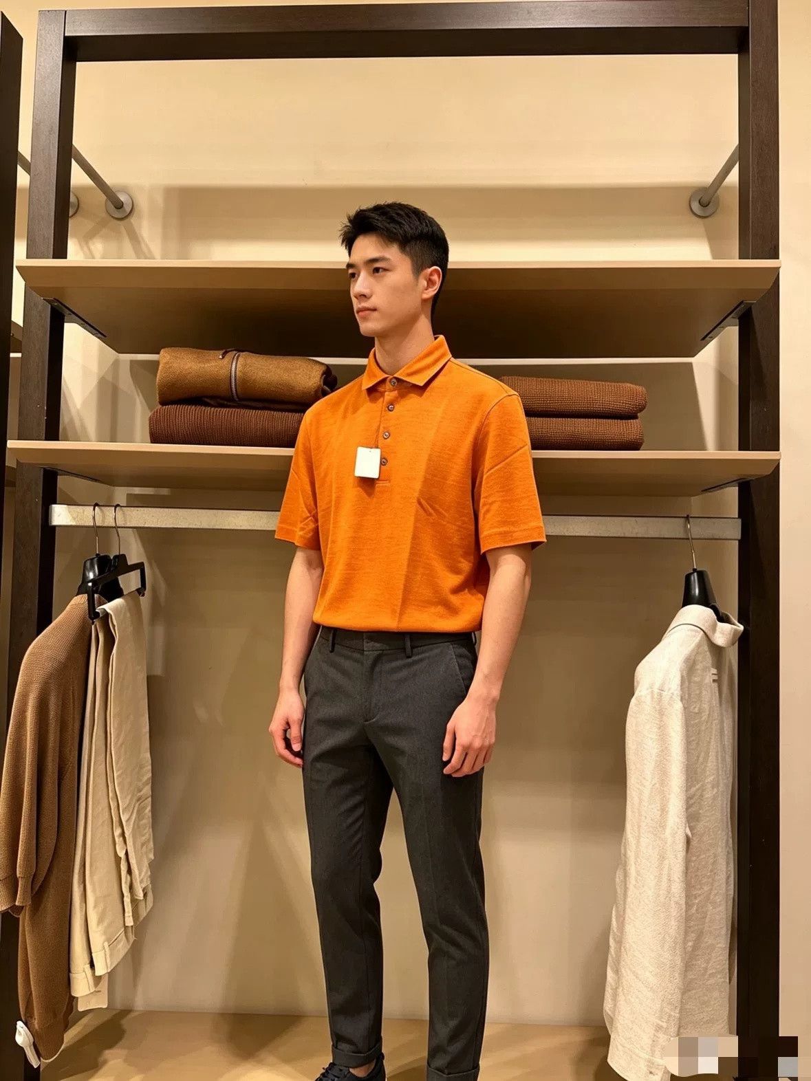 Ermenegildo Zegna Zegna Men's Orange Linen Polo Shirt Size US M / EU 48-50 / 2 - 9 Thumbnail