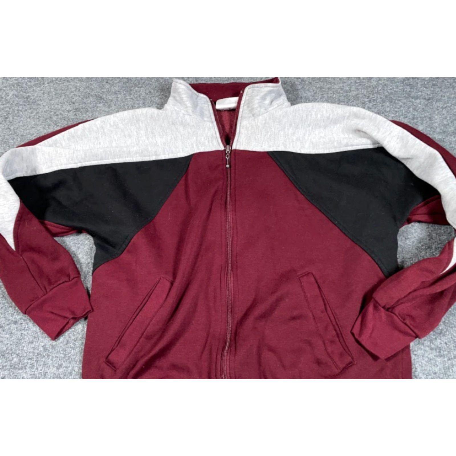 McGregor VTG MacGregor Sweatshirt Adult Large Red Gray Panel 80s 90s Retro Zip Full Zip Pockets Men Size US L / EU 52-54 / 3 - 7 Thumbnail