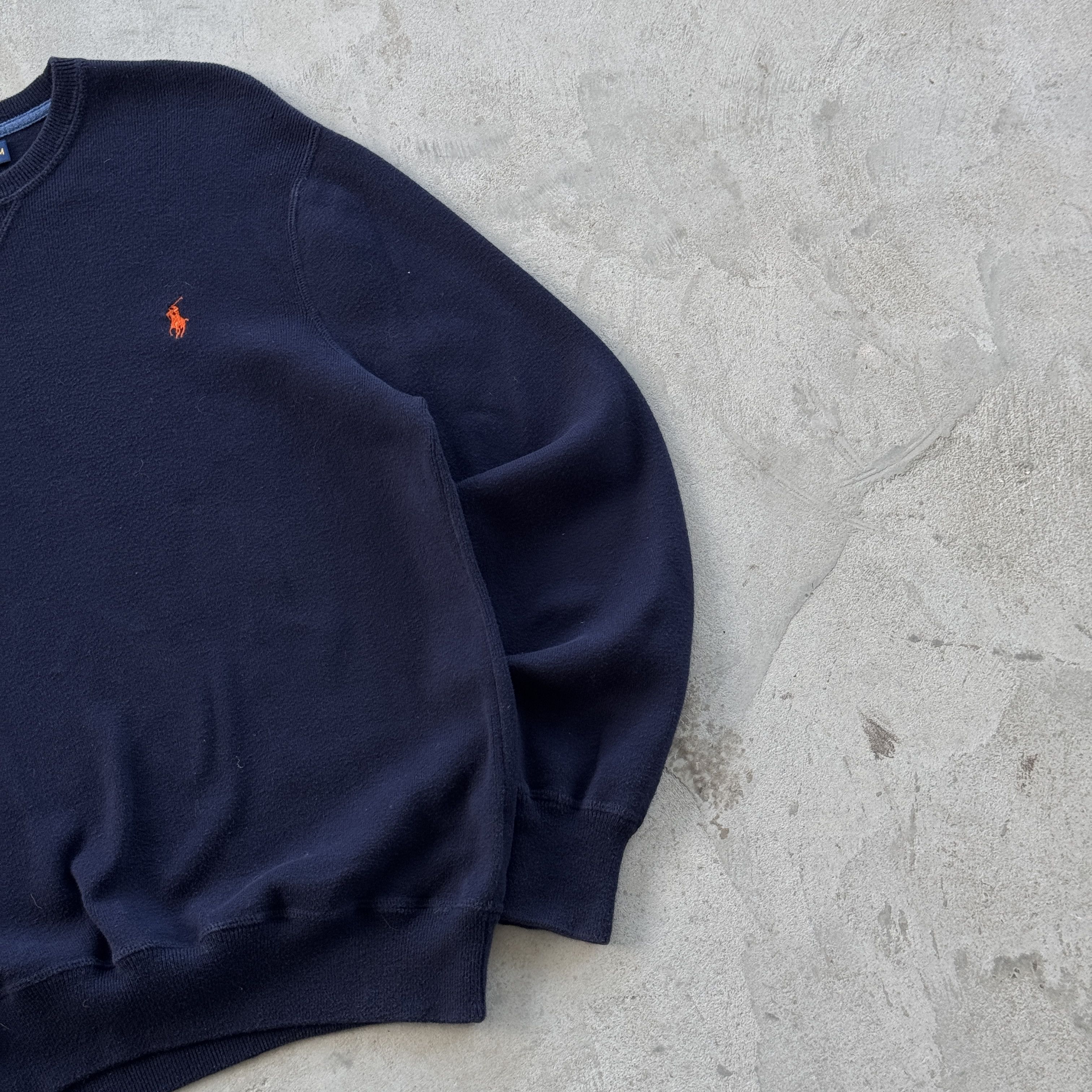 Polo Ralph Lauren Polo Ralph Lauren Navy Crewneck Sweater Orange Pony M Size US M / EU 48-50 / 2 - 2 Thumbnail
