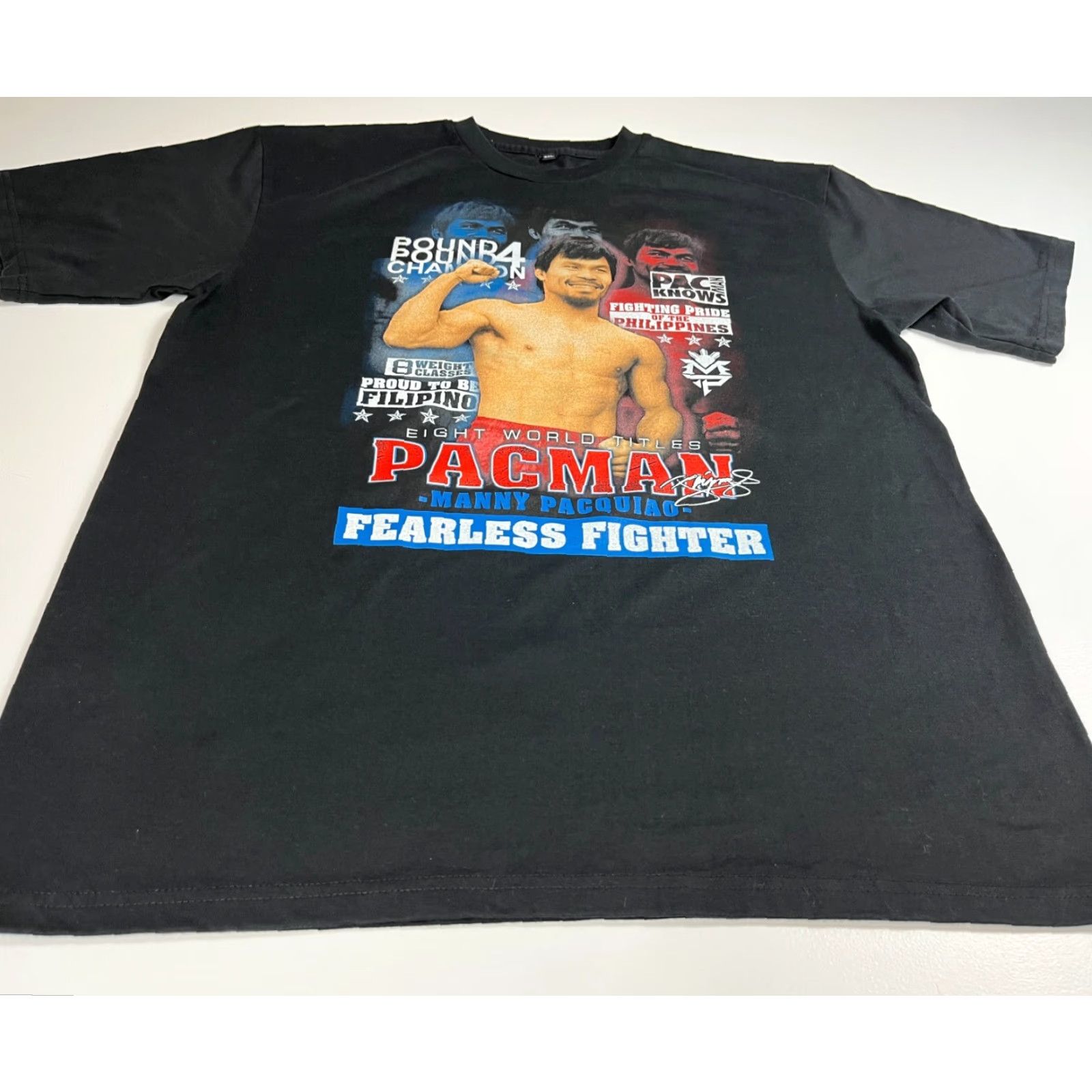 Vintage Men's T-Shirt Pacquiao Fearless Fighter Size 3XL Black Crew Neck Short Sleeve Sports Graphics Mens Size US XXL / EU 58 / 5 - 5 Thumbnail