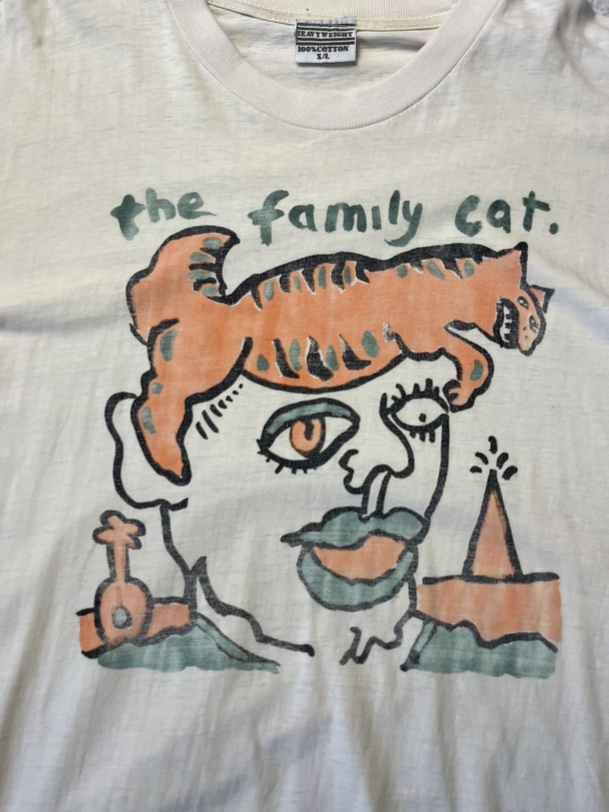 Vintage Vintage 1989 THE FAMILY CAT tom verlaine artwork t-shirts Size US XL / EU 56 / 4 - 9 Thumbnail
