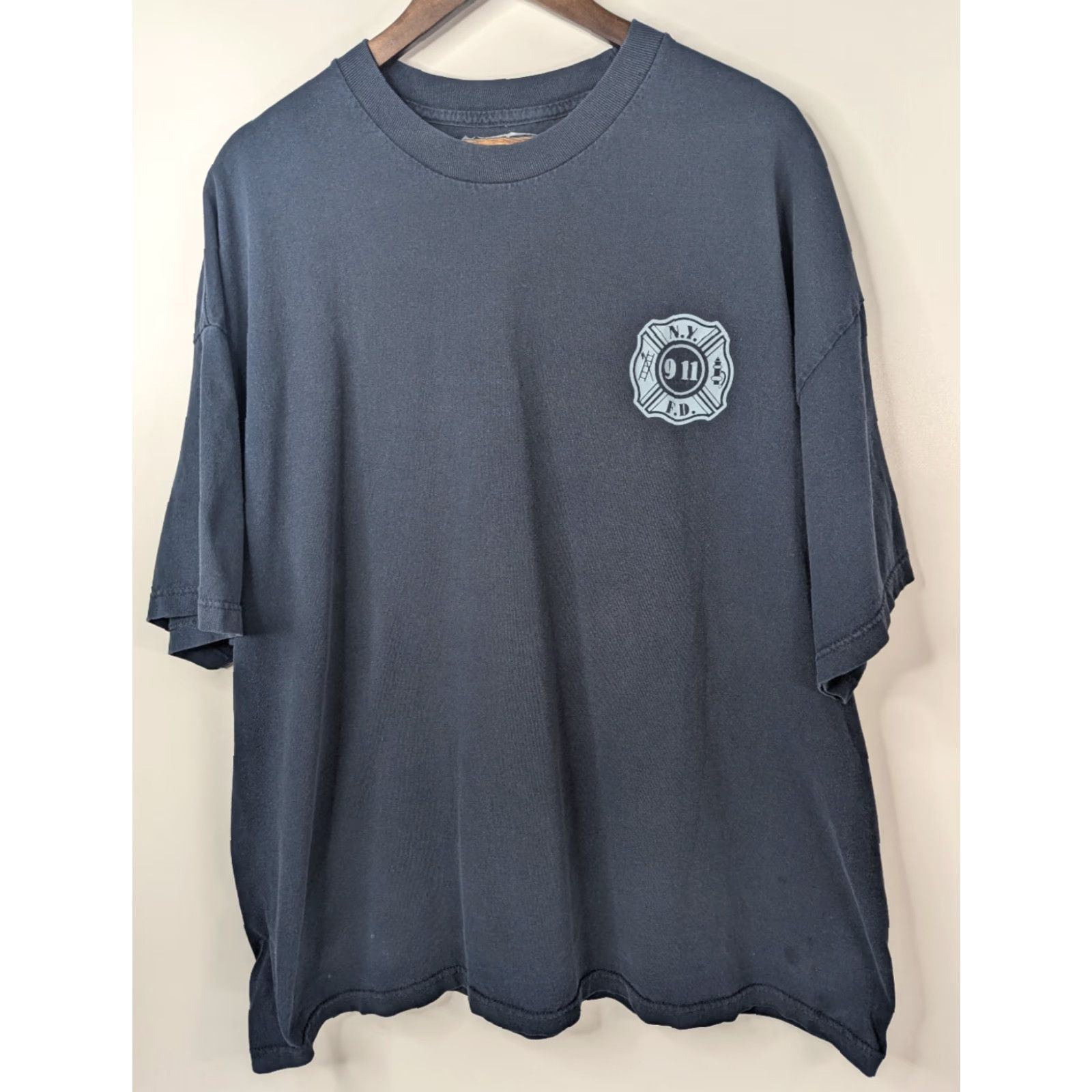 Vintage Sanctioned Violence T-Shirt Mens 3XL Blue Graphic Tee NY FD 911 Twin Towers Y2K Size US XXL / EU 58 / 5 - 3 Thumbnail