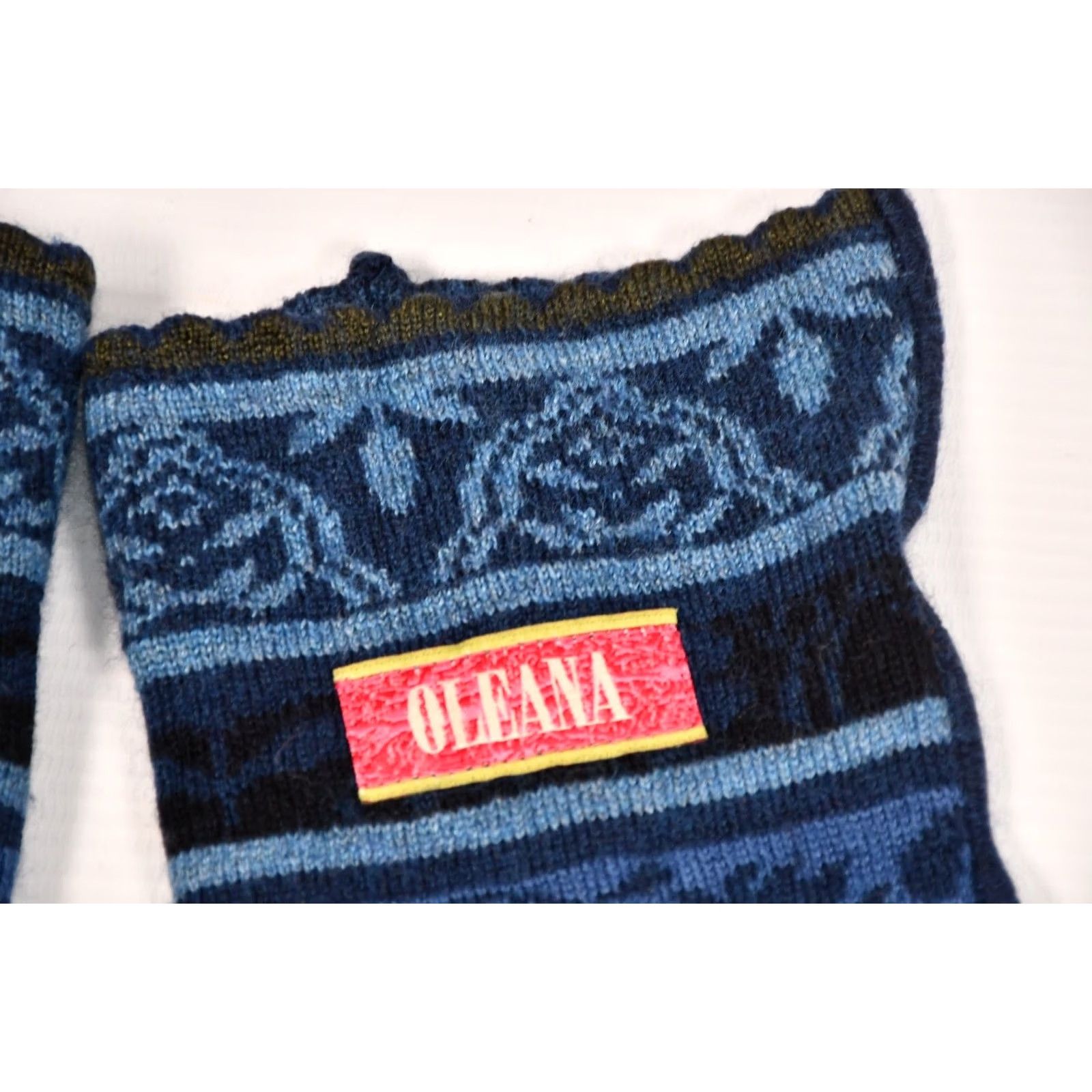Vintage Oleana Wool & Silk Floral Mitten Gloves Blue One Size Womens Winter Size ONE SIZE - 4 Thumbnail