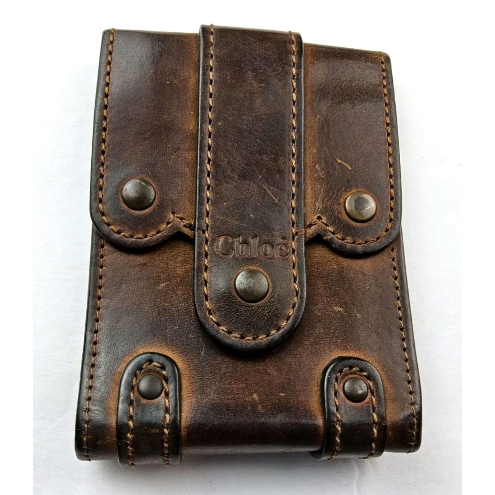 Vintage Chloé Leather Clutch Pouch Women Brown 5x3.5 Accessory Case Cigarette Cell Phone Card Holder Size ONE SIZE - 2 Thumbnail