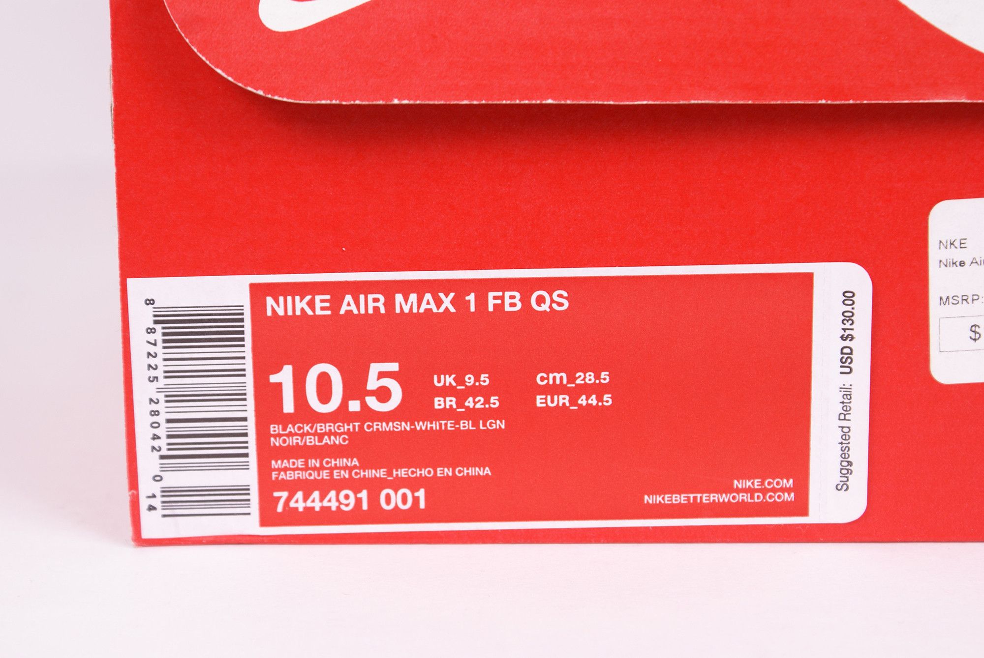 Nike 2014 Nike Air Max 1 FB QS HYPERVENOM Black Bright Crimson Size US 10.5 / EU 43-44 - 9 Thumbnail