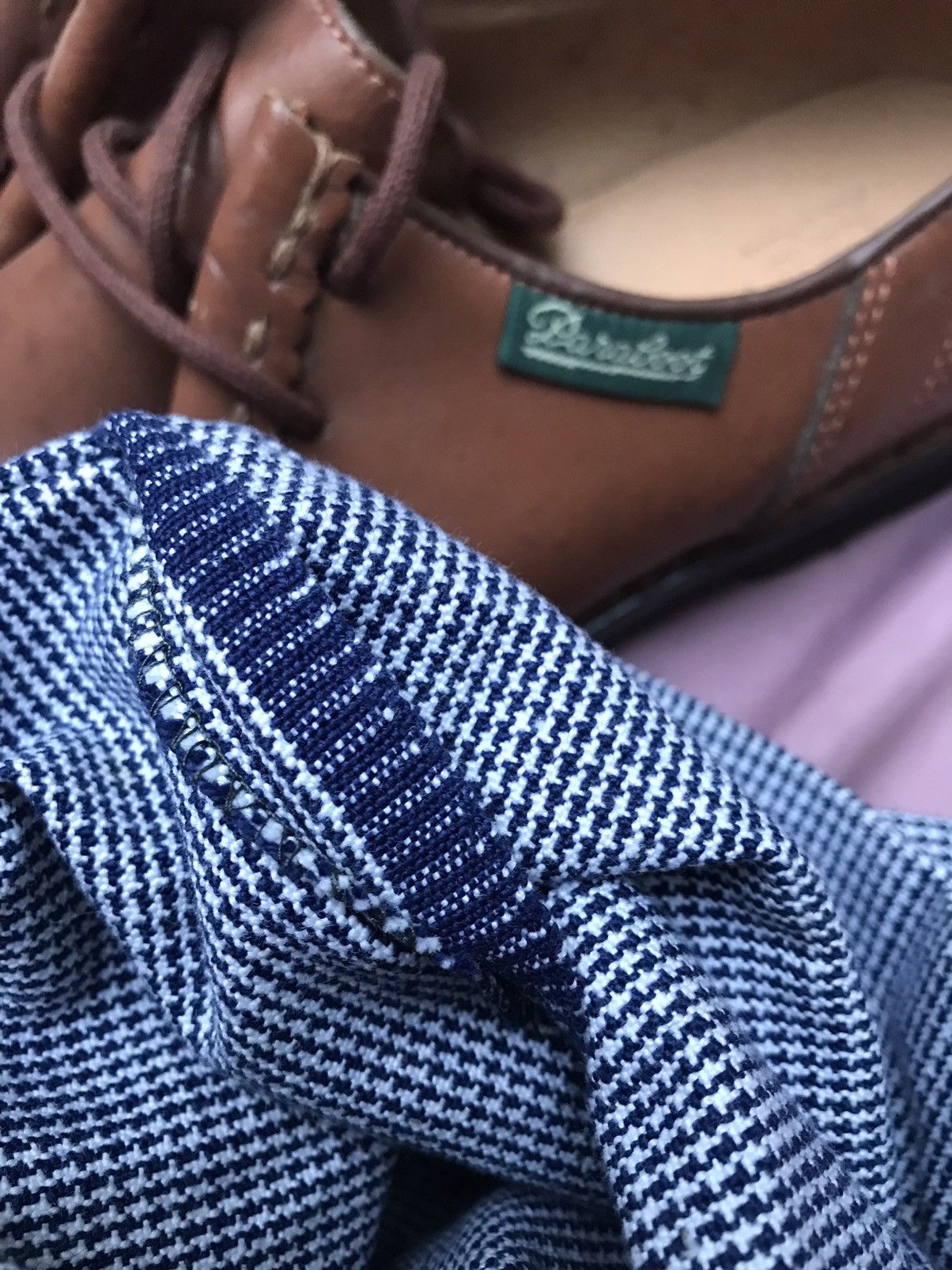 Self Edge SELVEDGE VINTAGE WOVEN HOUNDSTOOTH FABRIC CHORE PANTS Size US 30 / EU 46 - 1 Thumbnail
