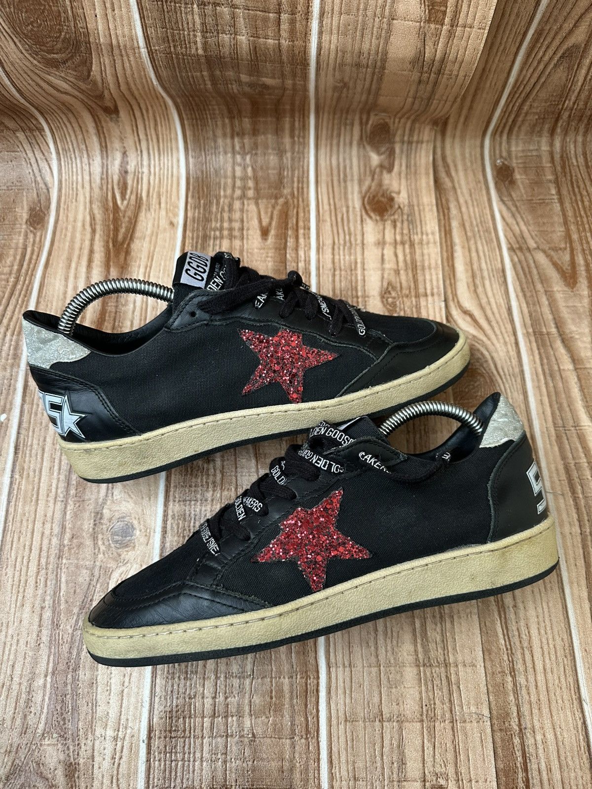 Golden Goose Golden Goose Ballstar Black Leather & Canvas Low Tops Size US 6 / EU 39 - 8 Thumbnail