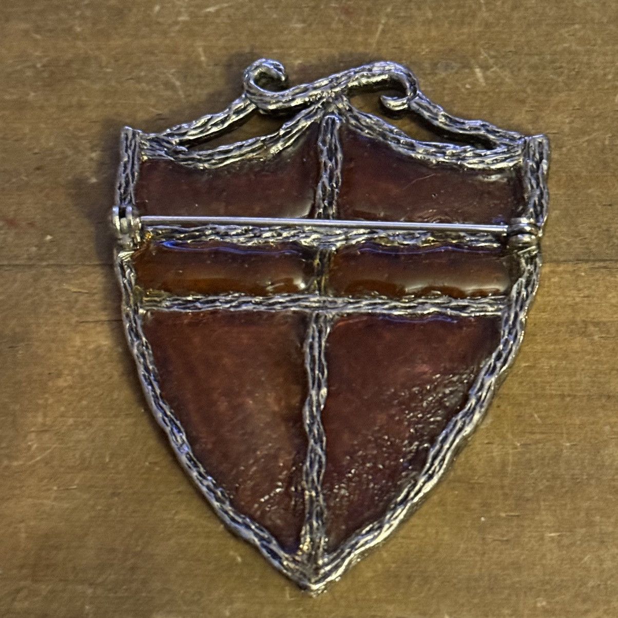 Vintage Vintage Plique A Jour stained glass shield brooch Size ONE SIZE - 3 Thumbnail