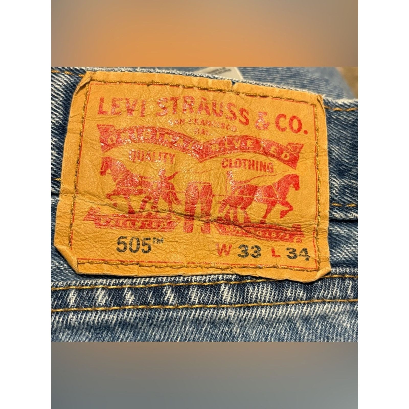 Levi's (Levi’s) 505 Vintage Straight Leg Jeans: Size W33 L34 Size US 33 - 3 Thumbnail